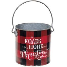 BreeBe - Roads Lead Home at Christmas Metal Bucket - Red