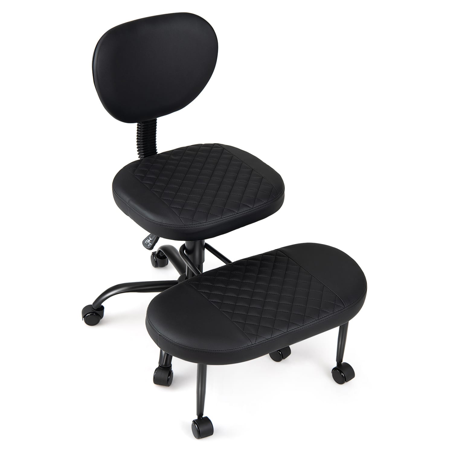 WELLFOR - Ergonomic Cross Legged Office Chair with Height-Adjustable Seat - Black