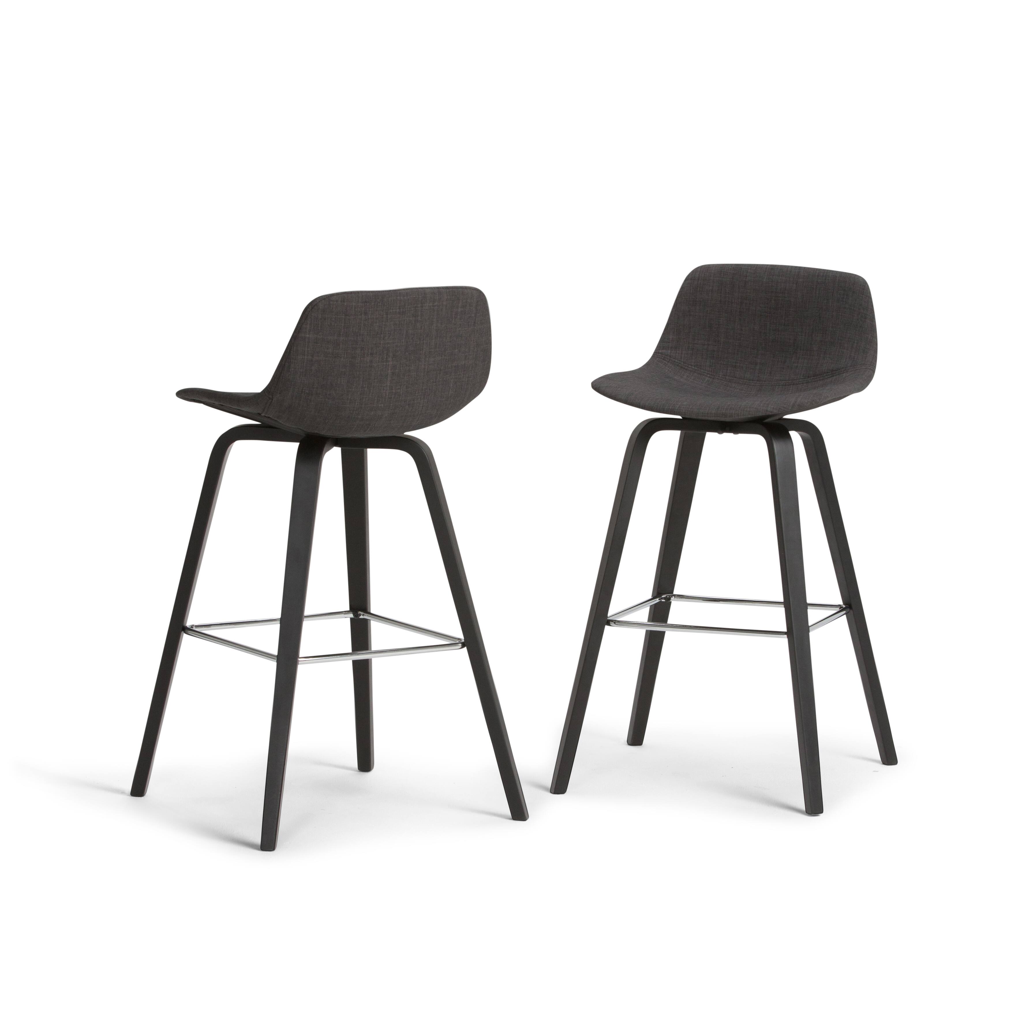 Front. Simpli Home - Randolph Bentwood Counter Height Stool (Set of 2) - Charcoal Grey, Black.