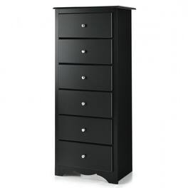 Hivvago - Modern 6 Drawer Tall Wood Dresser Chest - Black