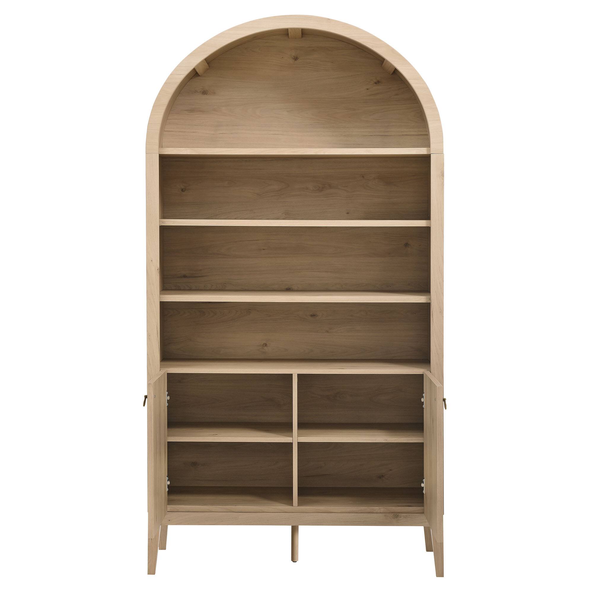 Alt View 5. Modway - Nolan 74" Tall Wide Arched Storage Display Cabinet Bookshelf by Modway - Light Oak.