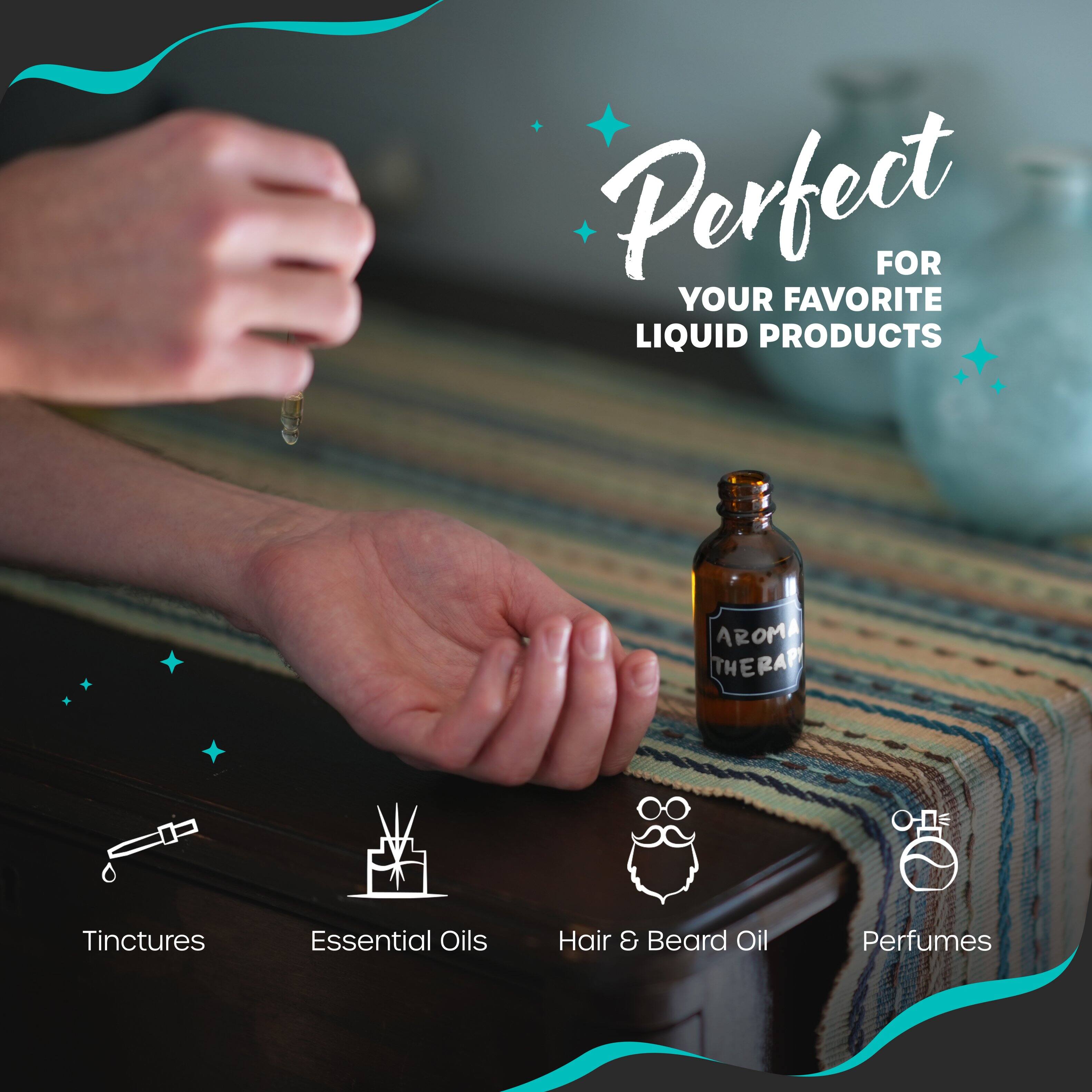 Perfect for your favorite liquid products: Tinctures, Essential Oils, Hair & Beard Oil, Perfumes