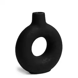 Maven Lane - Villa Moda Oona Decorative Modern Ring Vase, Medium, Black