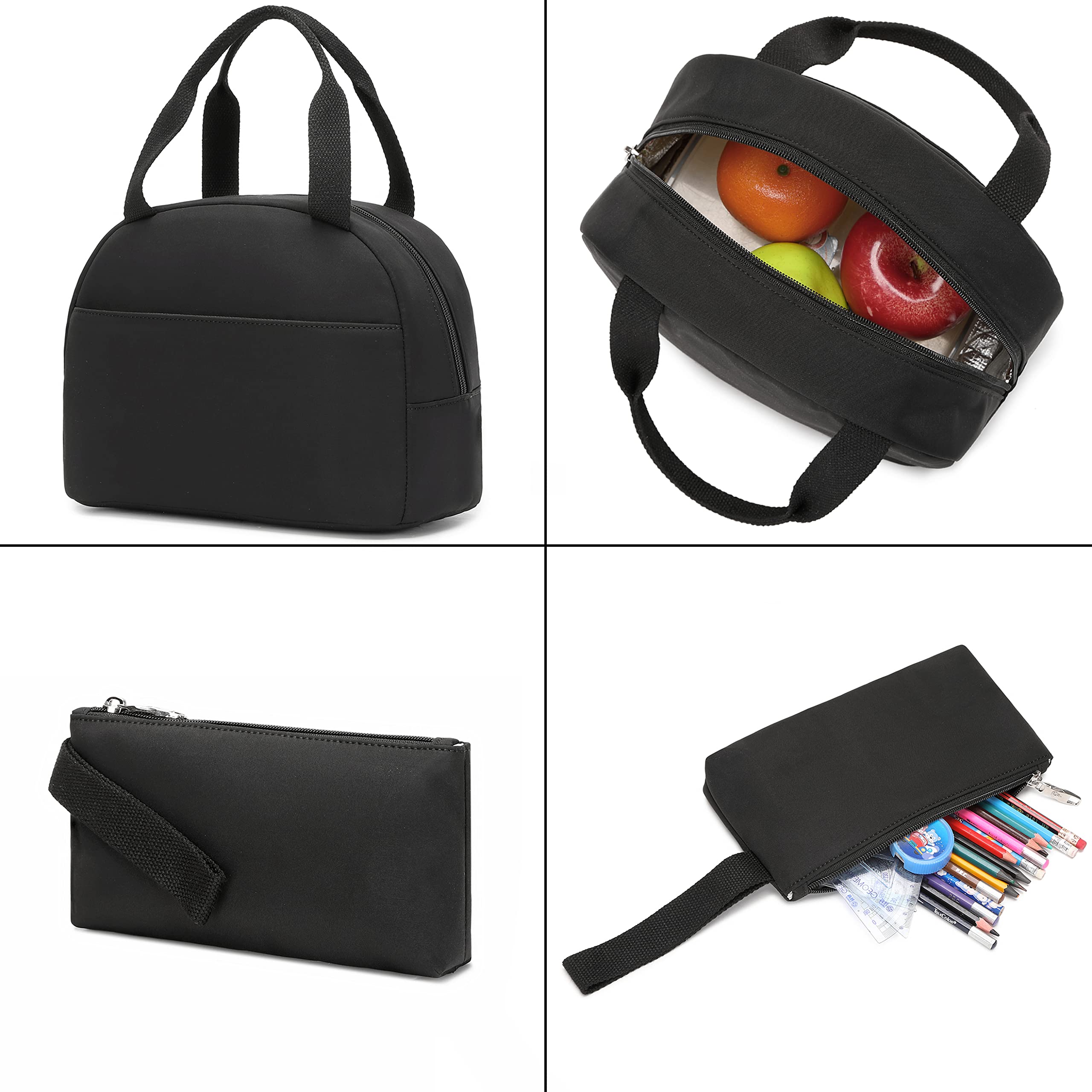 Alt View 3. Cozy Serene - School Backpack For With Lunch Box Anime Bookbag Bag Set Teen - Black.