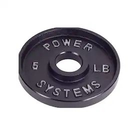 Power Systems - Pro Olympic Plate (5 lb), Cast Iron Weight Plates Fits 2" Bar Sleeve - Black