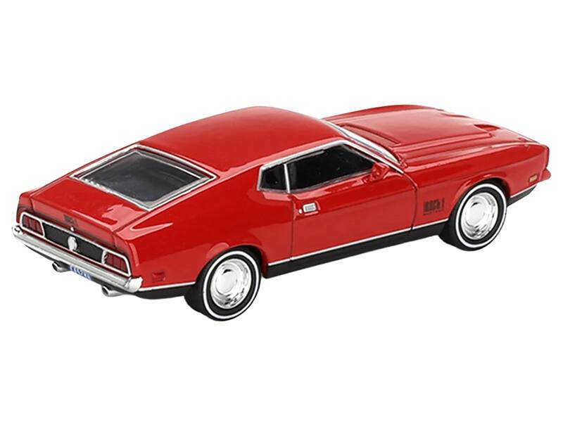 Left. Mini GT - Ford Mustang Mach 1 Red 007 James Bond "Diamonds Are Forever" (1971) Movie Limited Edition 1/64 - Red.