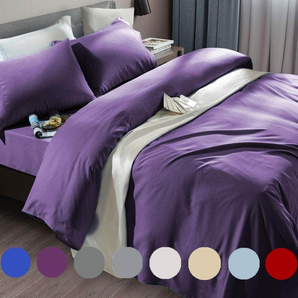 Skar Audio - Bed Sheet Set Super Soft Microfiber 1800 Thread Count Luxury Egyptian Sheets Fit 18- Deep Pocket Mattress W - Purple Full