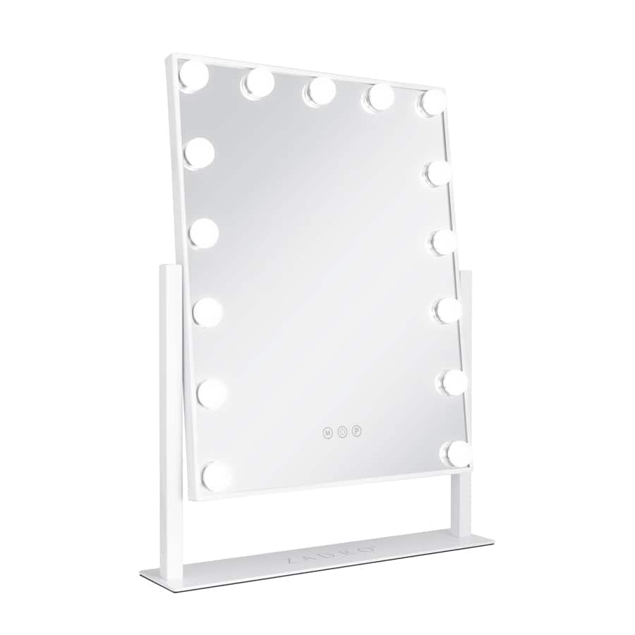 Zadro - Hollywood Makeup Mirror - 18" x 21" - 15 LED Light Bulbs with Dimmable Brightness - White