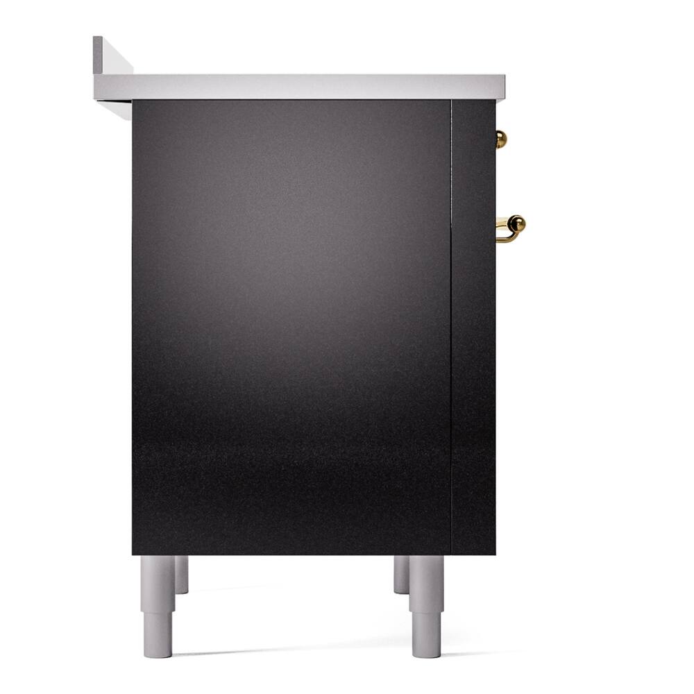 Alt View 9. ILVE - ILVE Nostalgie II Series 36 in. Induction Range with 6 Induction Elements (Brass Trim) - Glossy Black.