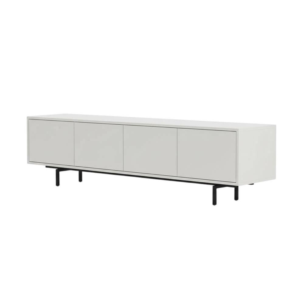 Back. FurniFact - White Laminate TV Stand with 4 Doors and Modern Design - White.