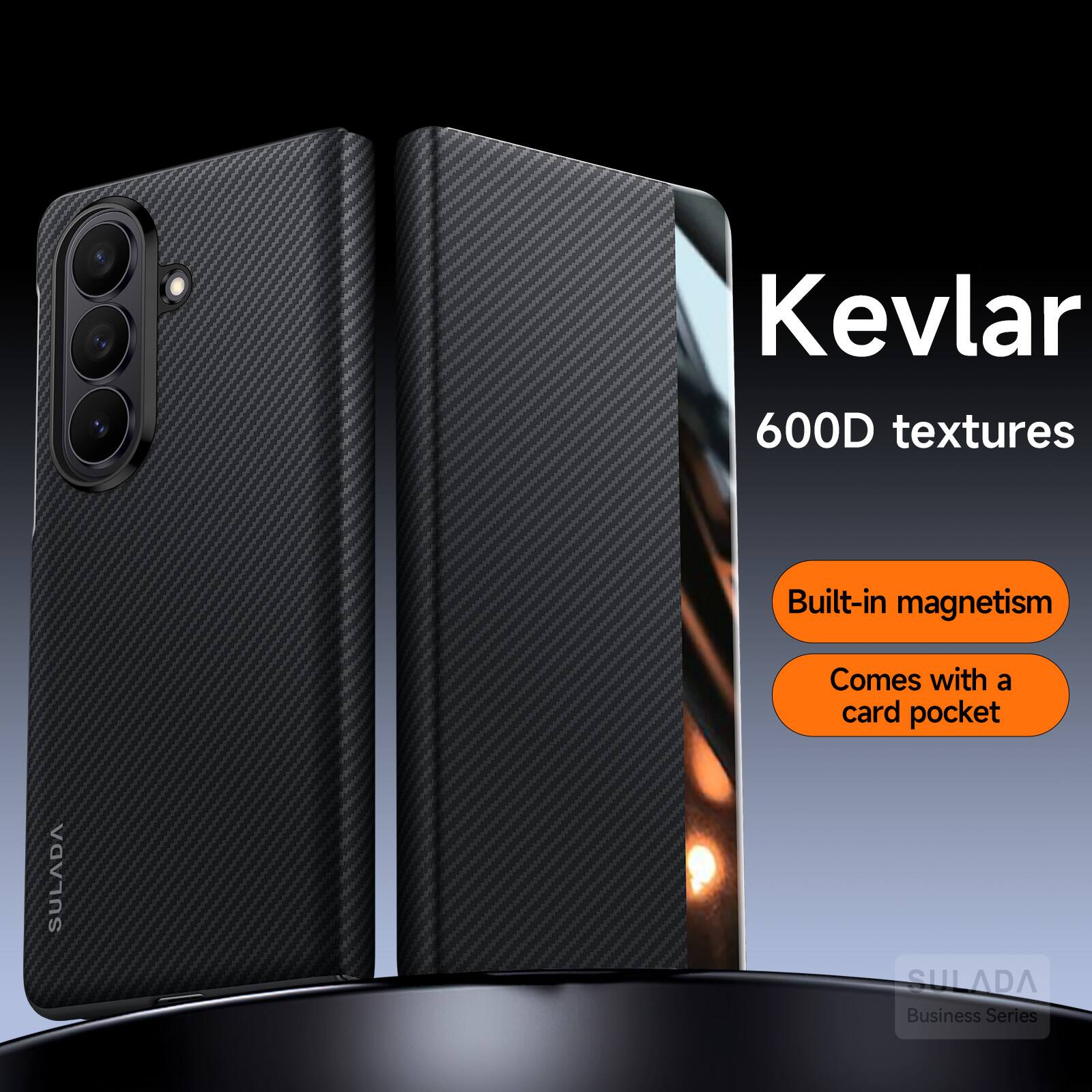 Kevlar 600D textures  
Built-in magnetism  
Comes with a card pocket  
SULADA SU  
SULADA Business Series