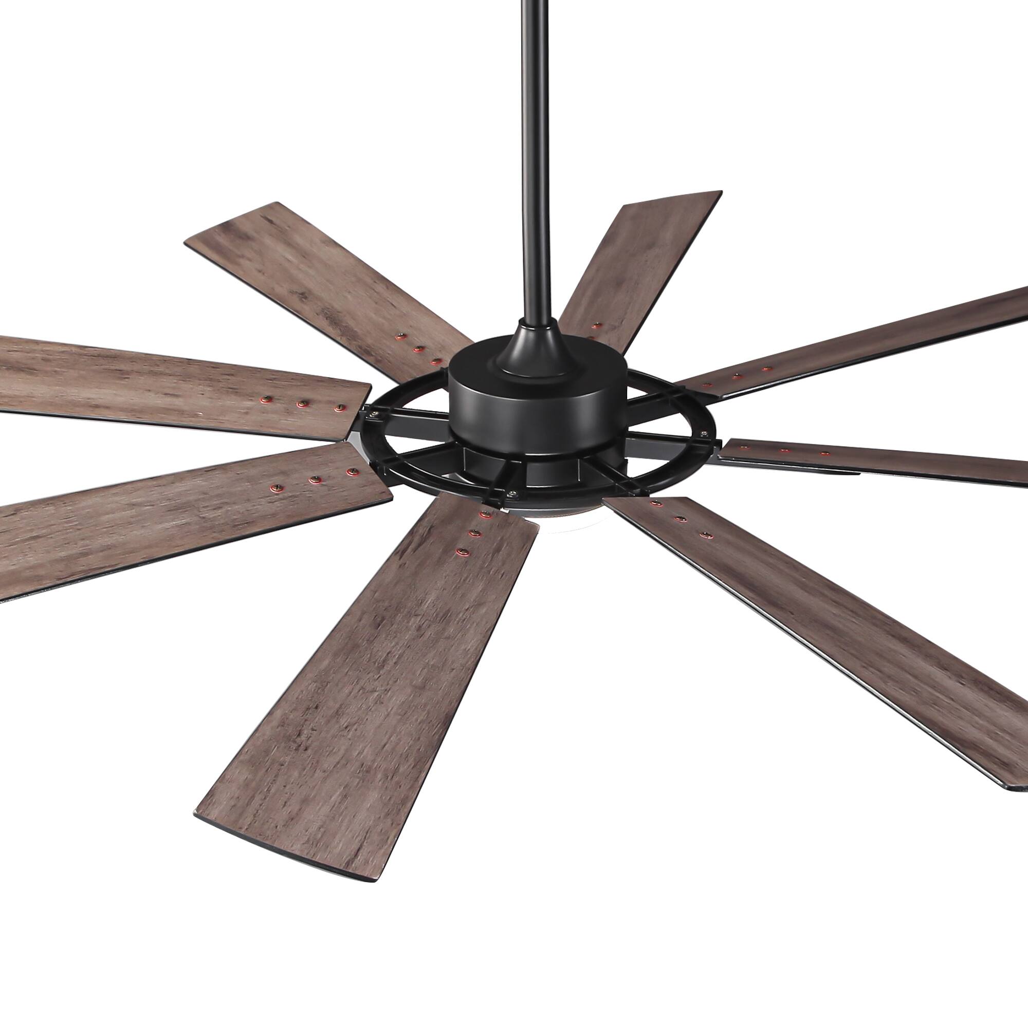 Alt View 7. Vaczon - 60" Matte Black Large Ceiling Fan with LED Light and Reversible Blades - Matte Black.