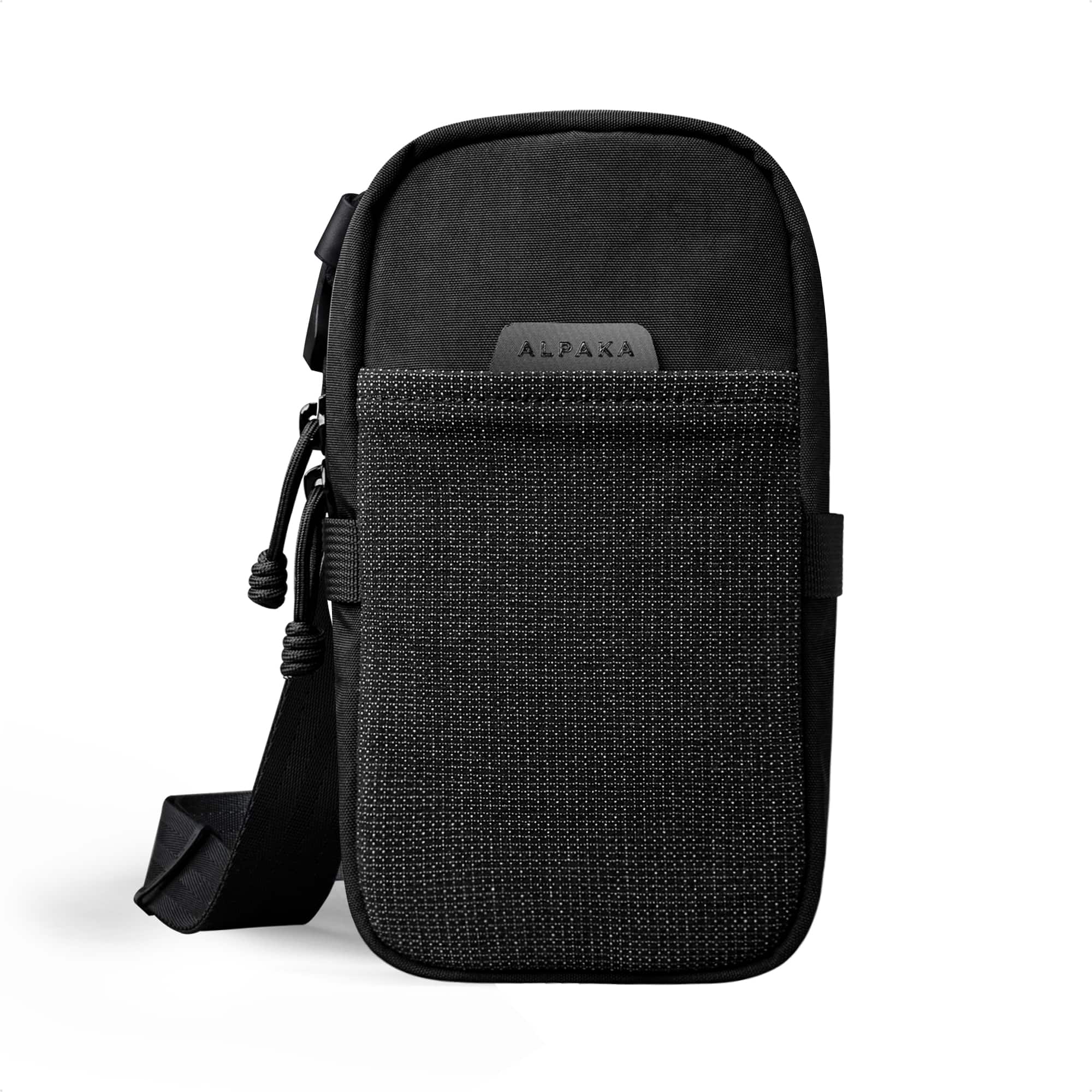 ALPAKA - Men’s Sling Bag & Belt Bag - Crossbody Phone Sling with Card Sleeve and HUB Compatibility - Black Axoflux 400D Washed Nylon