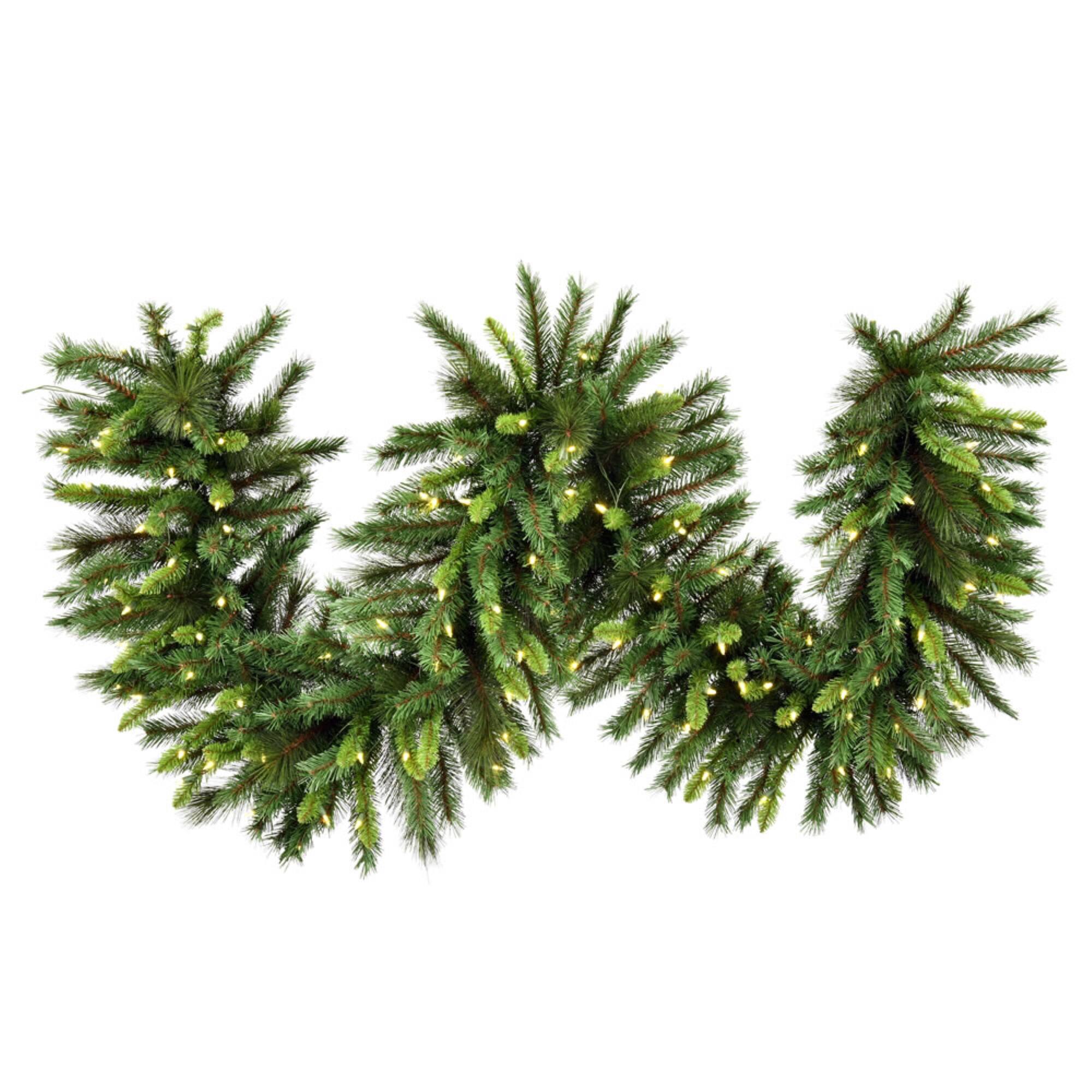 Front. Vickerman - Vickerman 9' x 18" Bangor Mixed Garland Dura-Lit 150WW - Green.