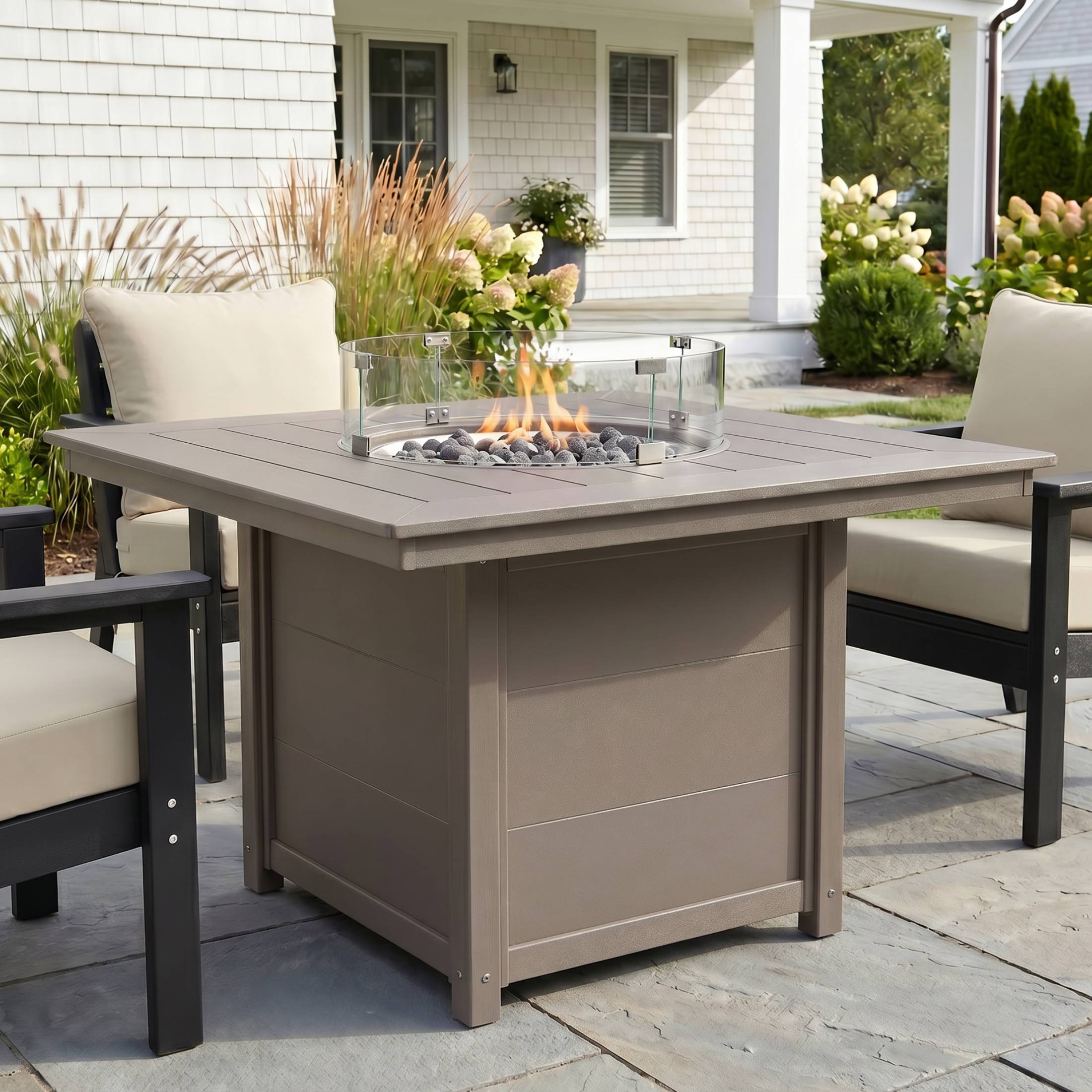 Angle. WestinTrends - WestinTrends Helios Modern Outdoor Patio Propane 42" Square Fire Pit Table.