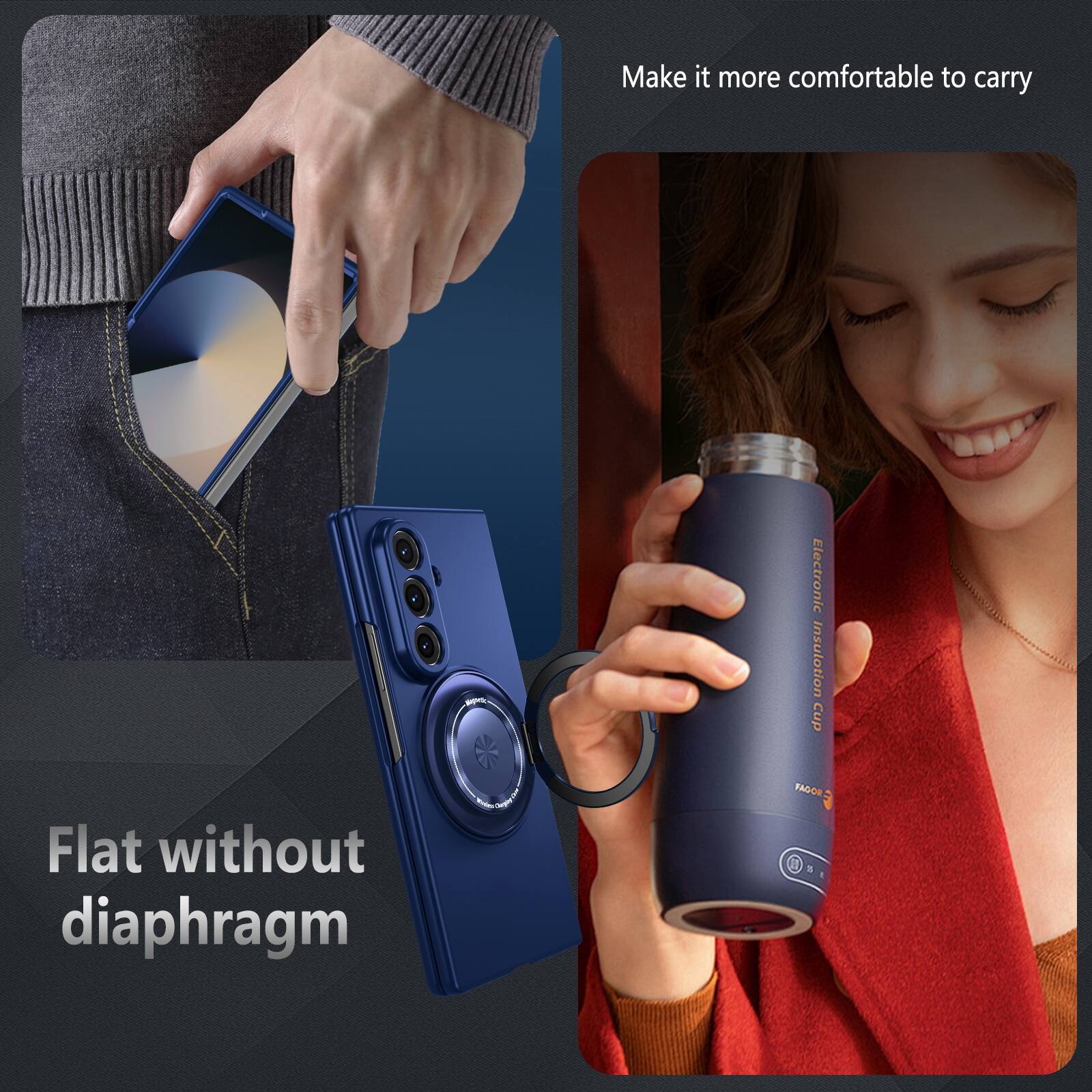 Make it more comfortable to carry  
Electronic Insulation Cup  
Flat without diaphragm  
FAGOR