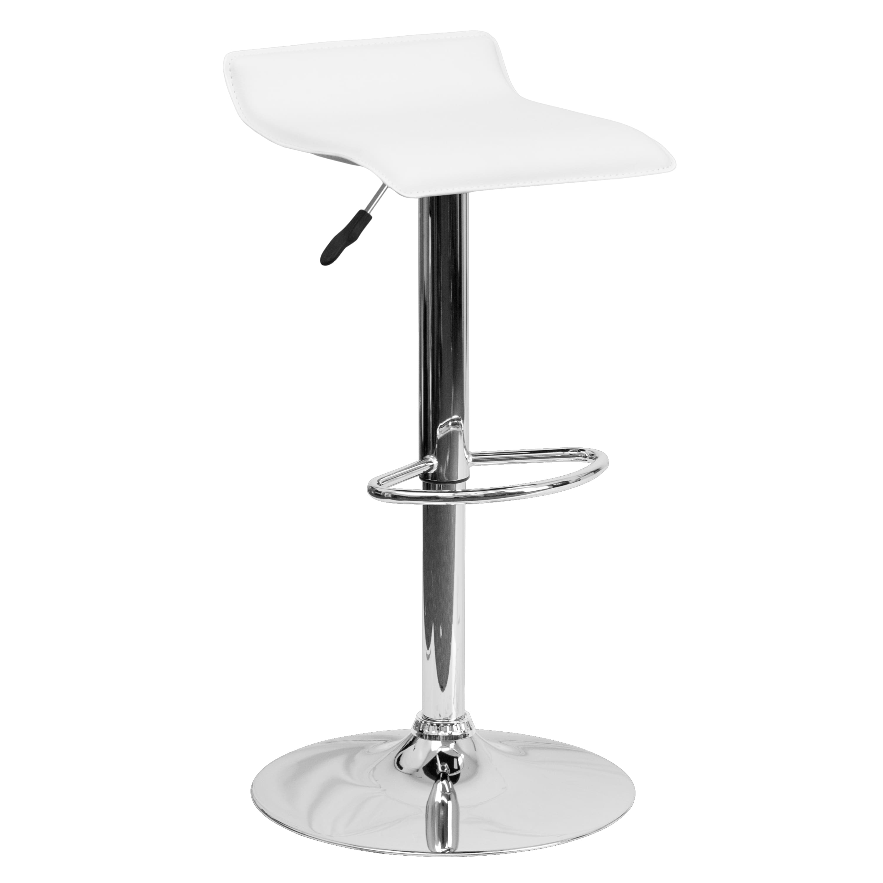 Alamont Home - Contemporary Vinyl Adjustable Height Barstool with Solid Wave Seat and Chrome Base - White price history on PriceWatchPro