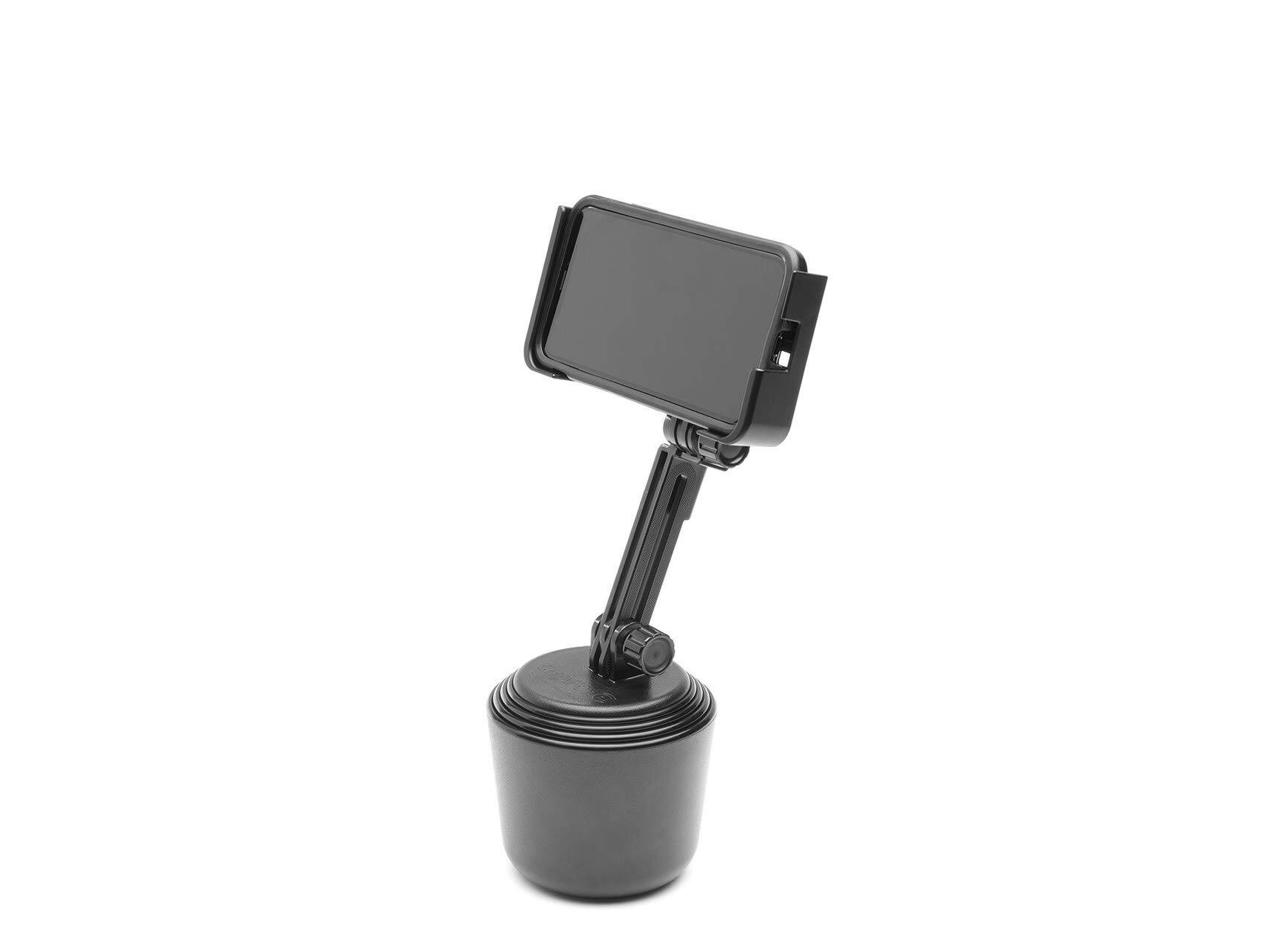 Alt View 1. WeatherTech - CupFone Two View with Extension | Rotatable & Extendable Universal Cup Holder Phone Mount – Forest Green Metal Knobs - Black/Forest Green Metal.