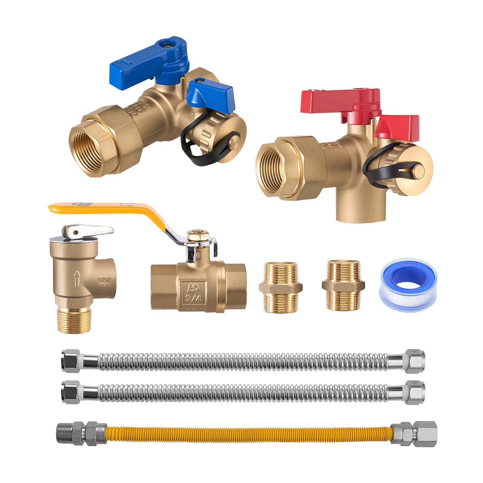 VEVOR - Water Heater Kit, 3/4 Inch Cold & Hot Water Plumbing Repair Kit with 600 WOG Isolation Valves, Pressure Relief Valve - Copper price history on PriceWatchPro