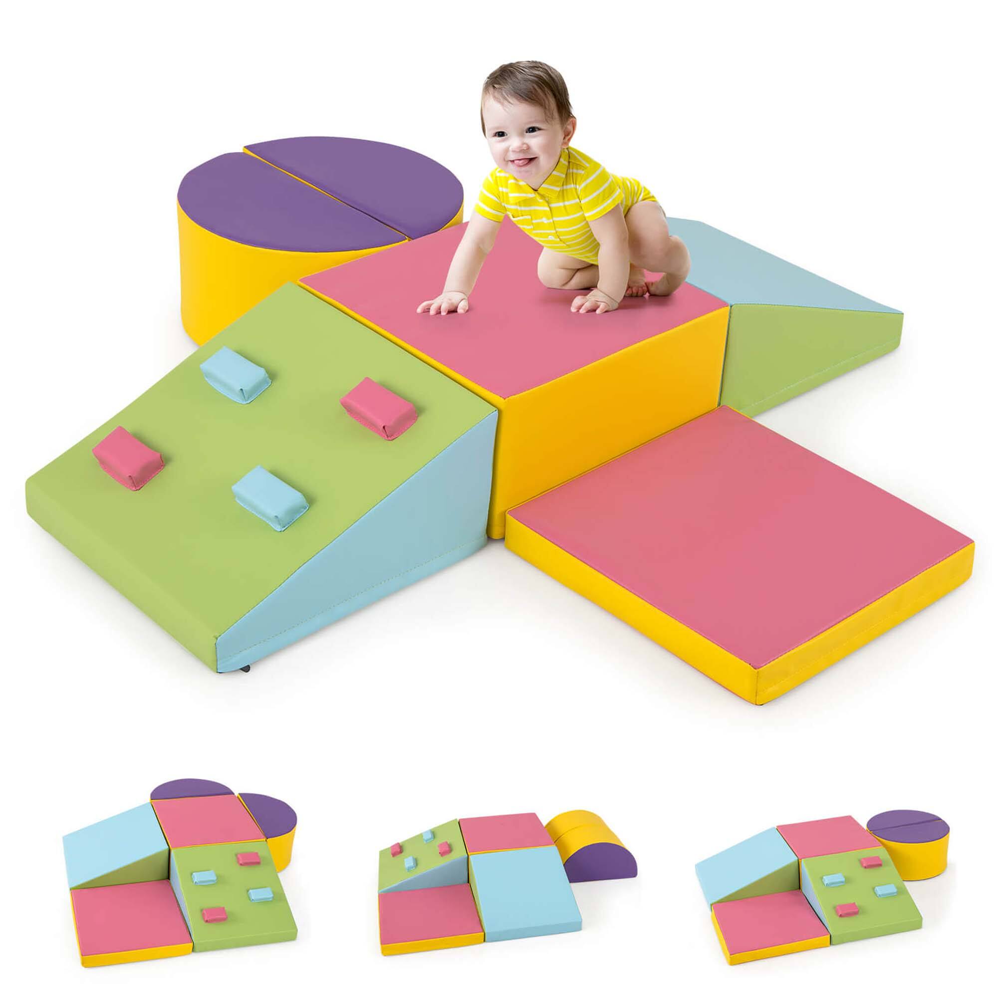 Costway - 6 PCS Foam Climbing Blocks Lightweight Soft Climbing Indoor Set Gift for Babies - Multicolor