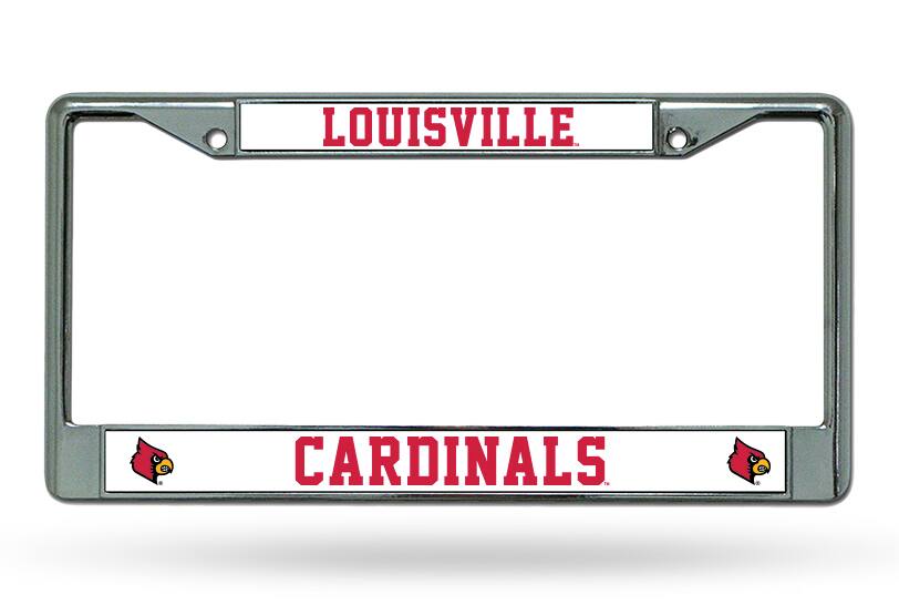 University of Louisville Cardinals - 12" x 6" Standard Size - Chrome Metal License Plate Frame