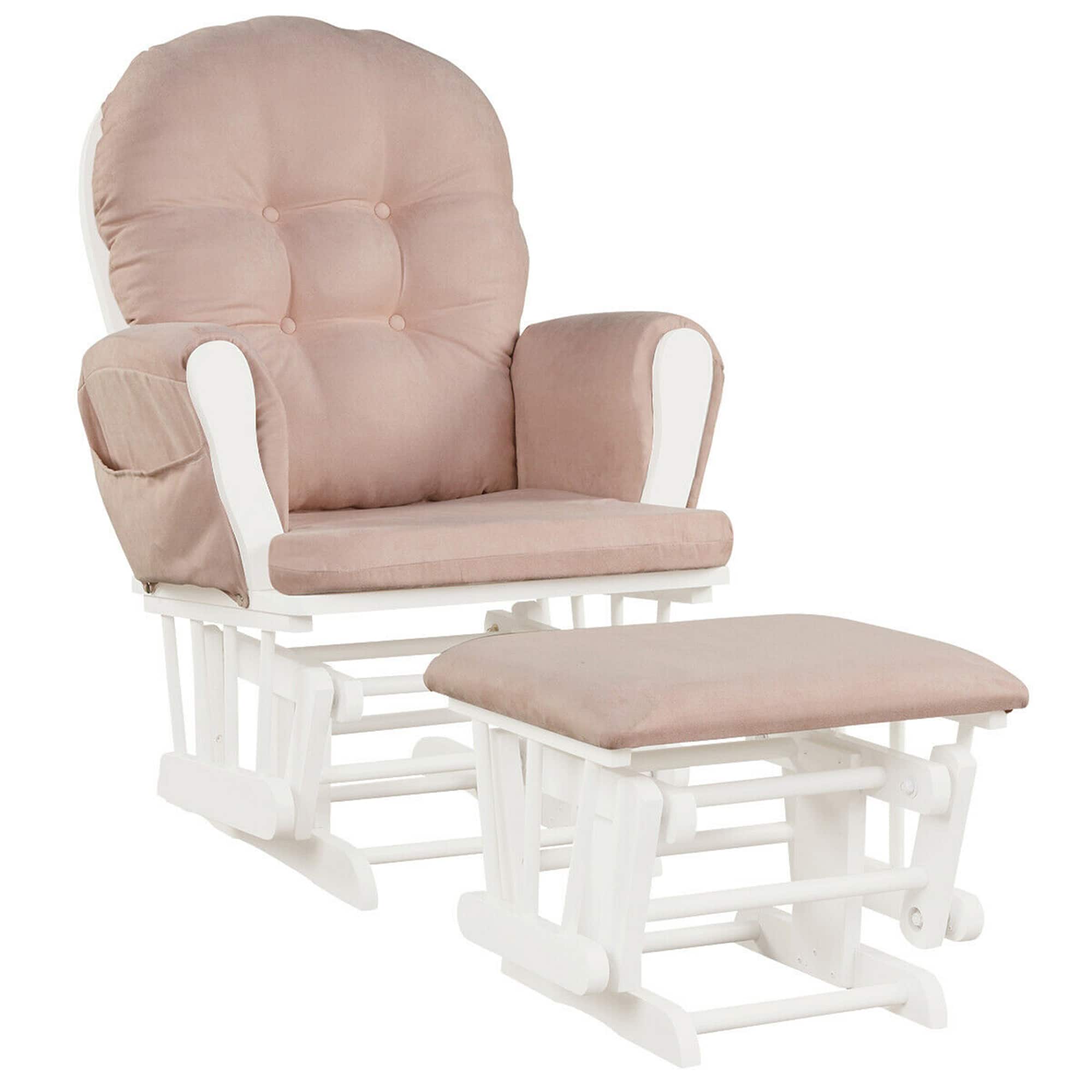Gymax - Baby Nursery Relax Rocker Rocking Chair Glider & Ottoman Set w/ Cushion - Pink