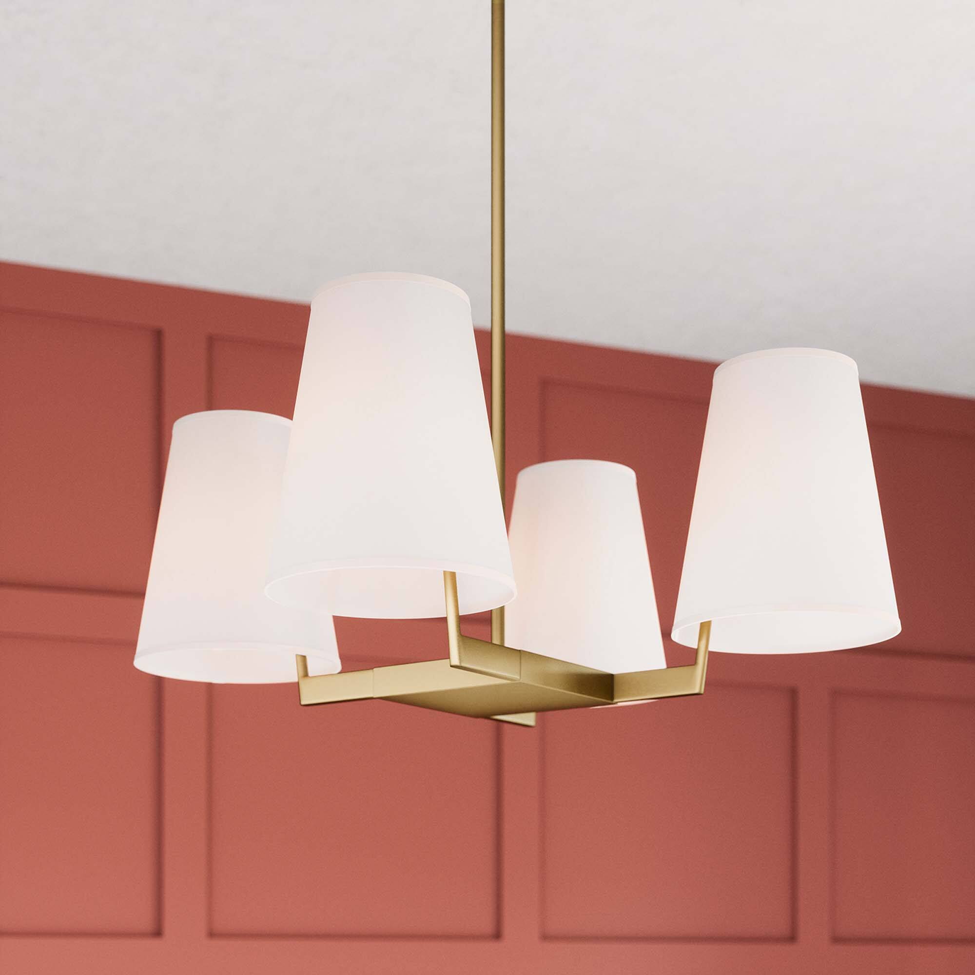 Alt View 1. Modway - Mercer 4-Light Pendant Light by Modway - White Satin Brass.