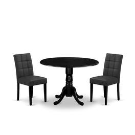 East West Furniture - 3 Piece Dining Table Set contain A Wood Table - Black