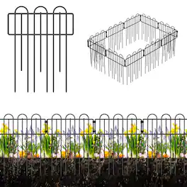 Oumilen - 20-Pack No Dig Garden Fence Panels, 16.5in Tall Black Metal Animal Barrier with Rustproof Coating, Total 21.5ft Length
