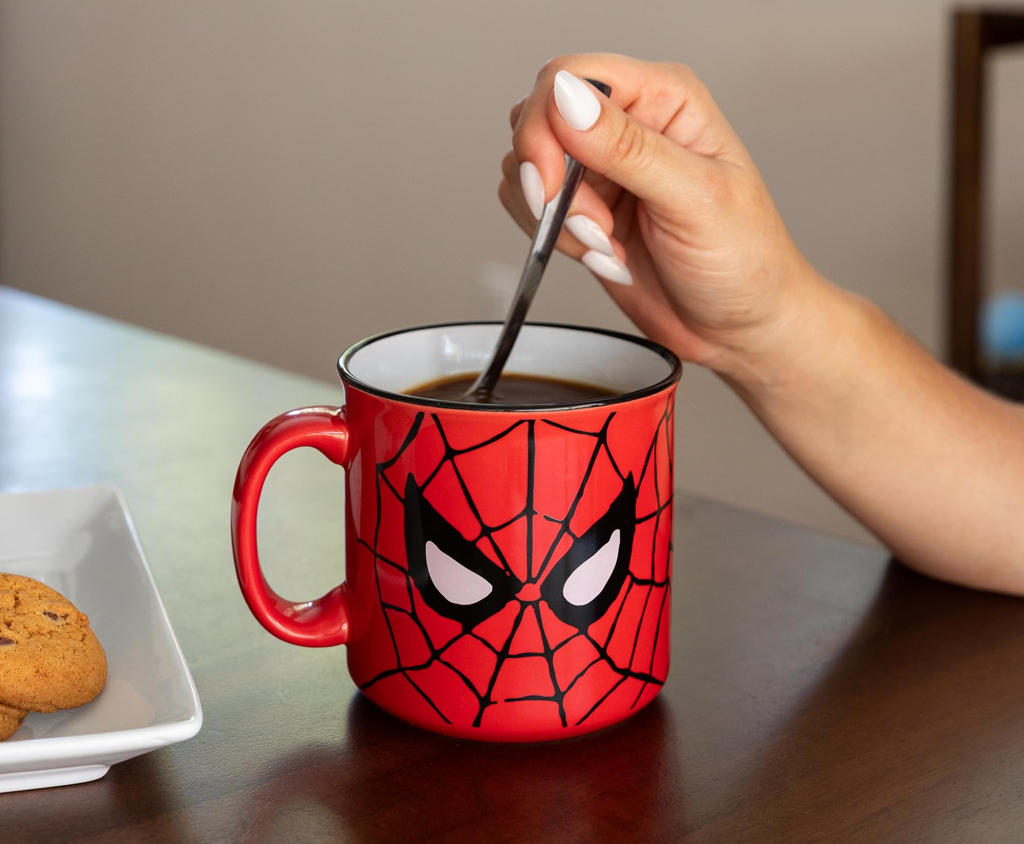 Alt View 4. Silver Buffalo - Marvel Spider-Man Face Ceramic Camper Mug | Holds 20 Ounces - Red.