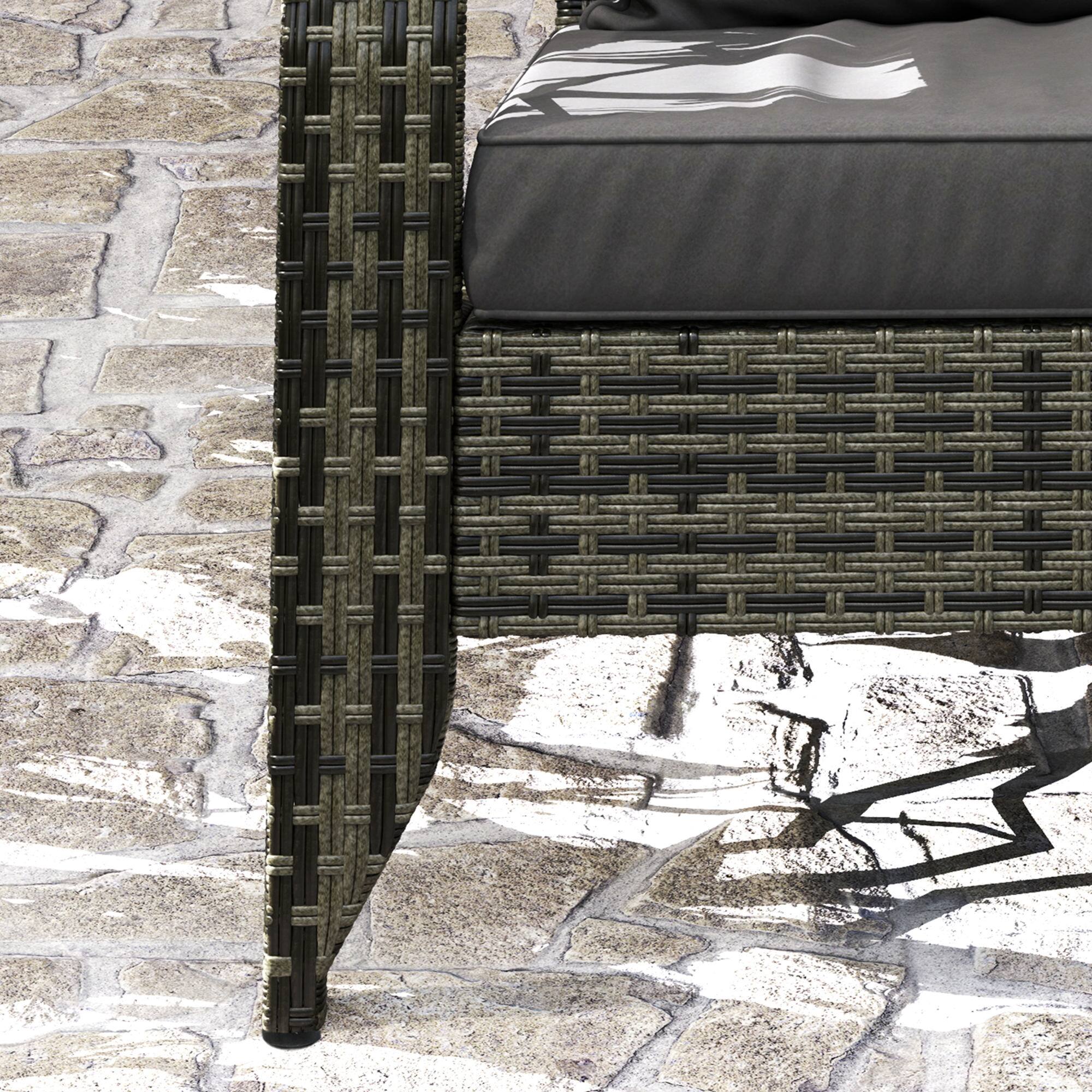 Alt View 8. Outsunny - Patio Wicker Adirondack Chair, Outdoor All-Weather Rattan Fire Pit Chair with Soft Cushions - Gray.