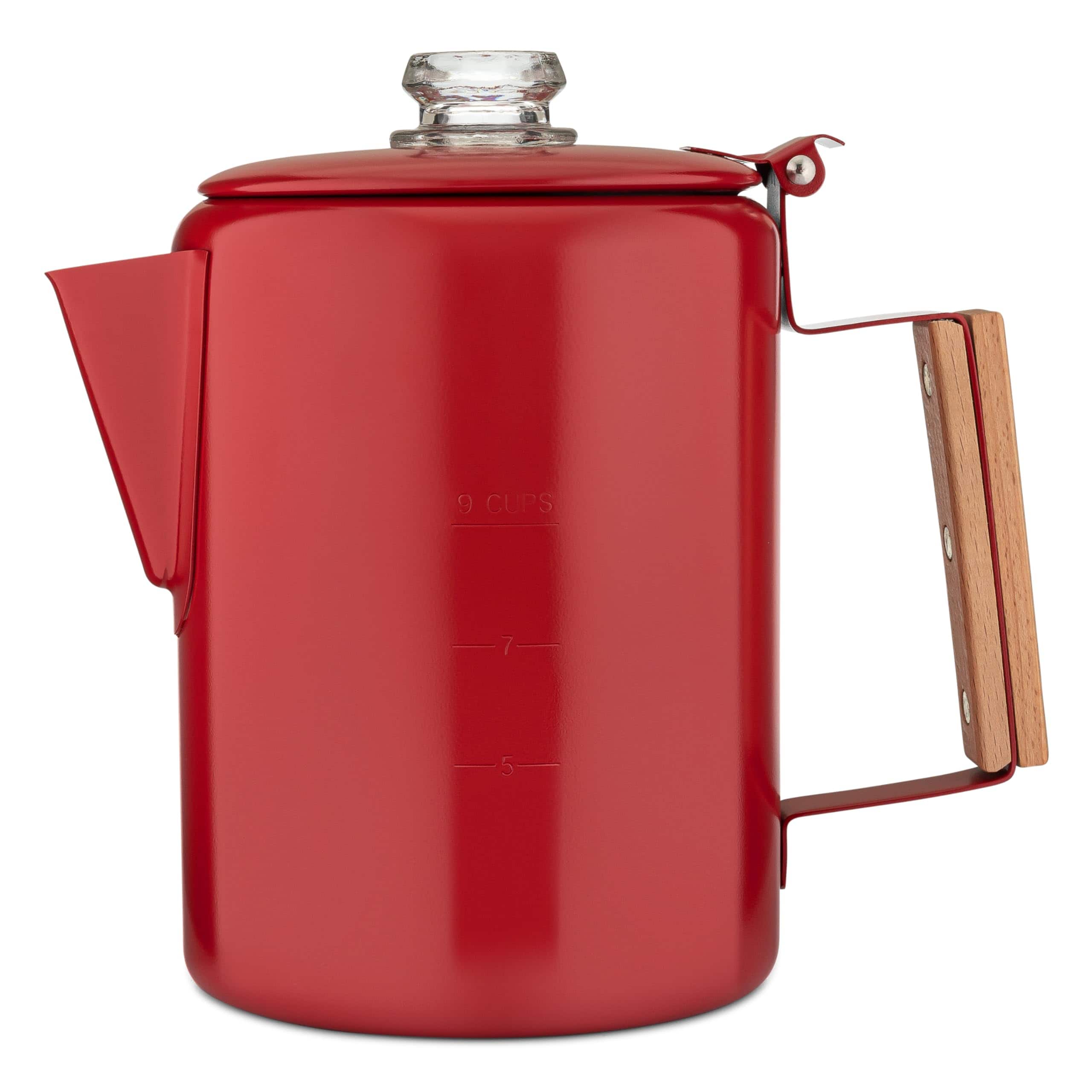 Dapper Styles - Bozeman Camping Coffee Pot - Makers Percolator - America' Sleekest No Aluminum Or Plastic () - Red