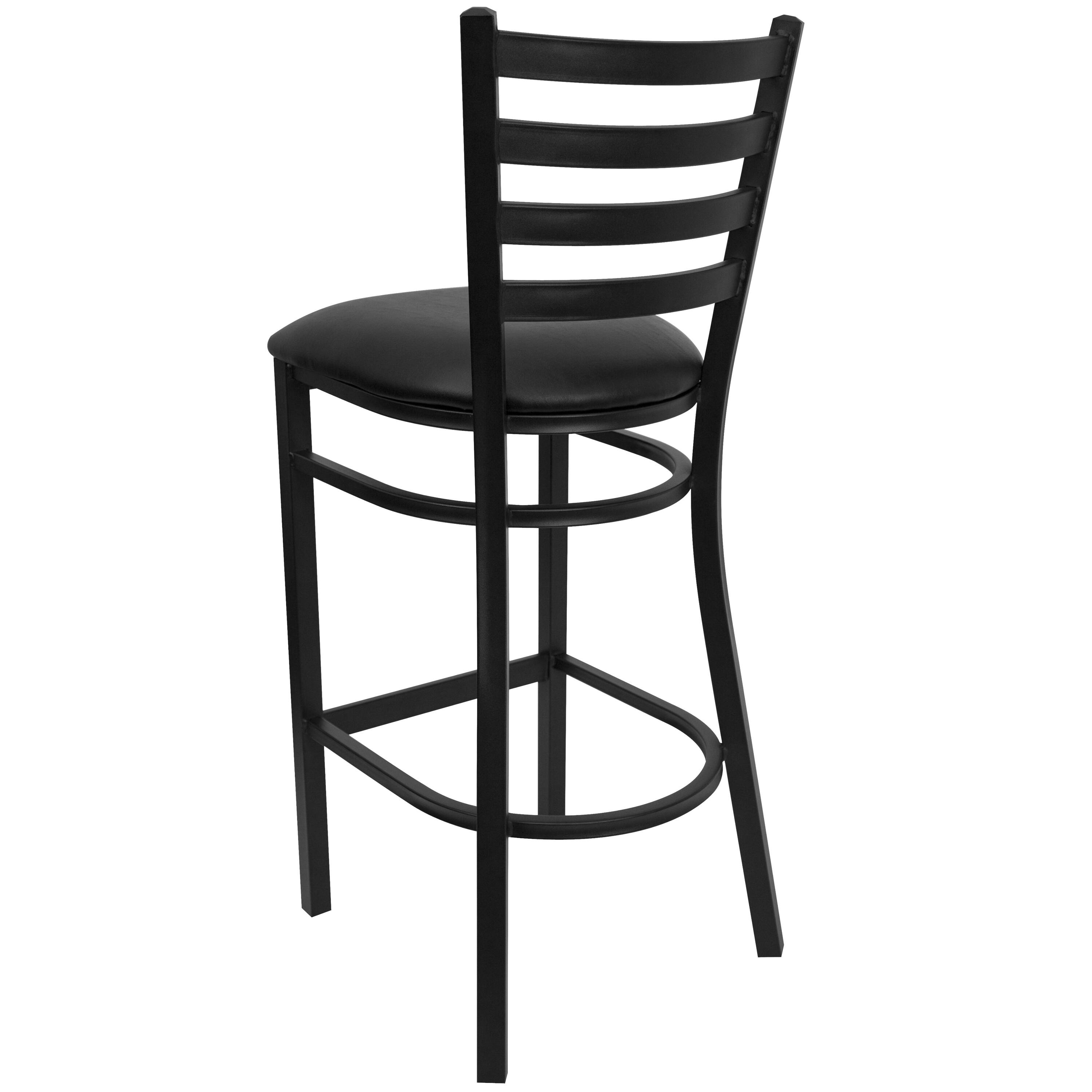 Alt View 14. Alamont Home - Hercules Black Ladder Back Metal Restaurant Barstool - Black Vinyl Seat - Black Vinyl Seat/Black Metal Frame.