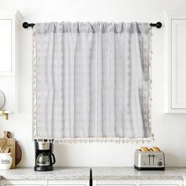 Unique Bargains - Curtain Valances, 33"x52" Semi Sheer Rod Pocket for Small Windows Living/Bed/Bath/Kitchen, Set of 1 Panel - Light Gray