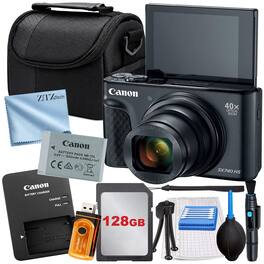 Canon - PowerShot SX740 HS Camera with 128GB Card + Case + ZeeTech Starter - Black