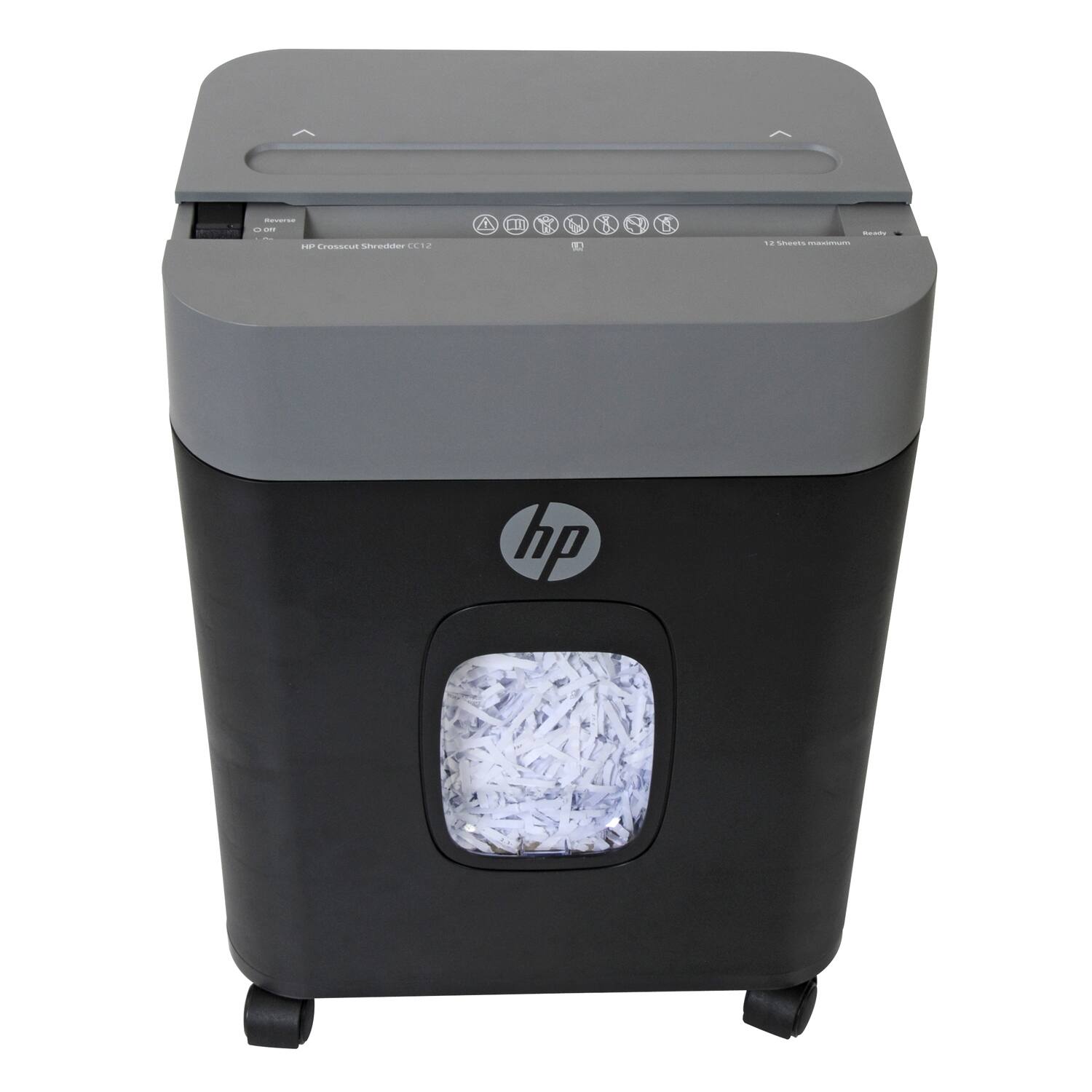 Front. HP - 12 Sheet Crosscut Paper Shredder.