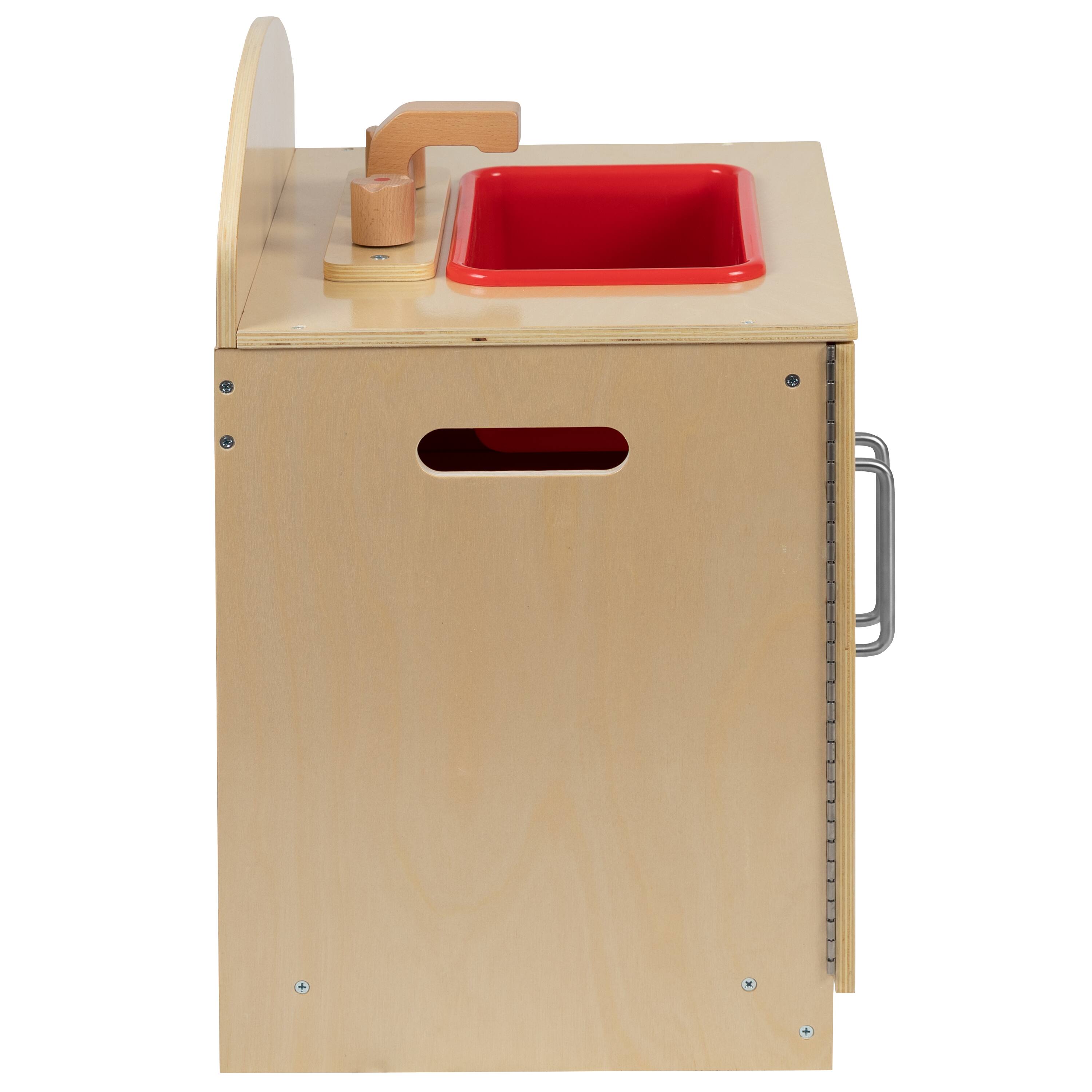 Alt View 9. Emma + Oliver - Children's Wooden Kitchen Sink with Turnable Knobs for Commercial or Home Use - Natural.