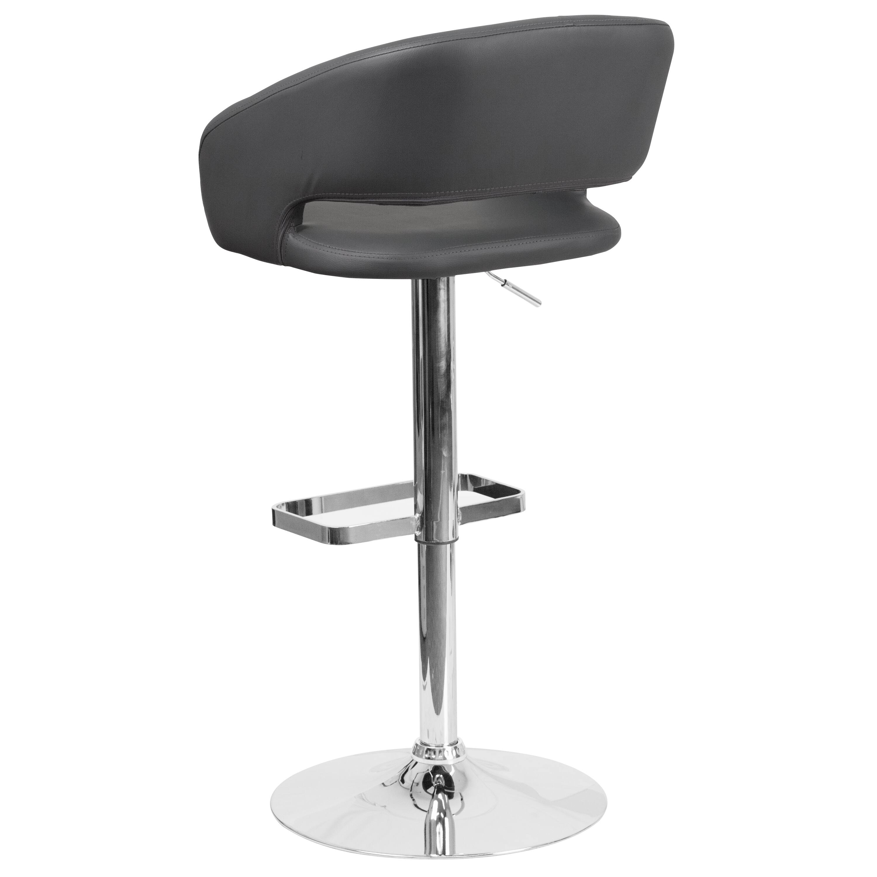 Alt View 17. Alamont Home - Contemporary Vinyl Adjustable Height Barstool with Rounded Mid-Back - Gray Vinyl.