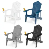 Costway 4 PCS Patio HIPS Adirondack Chair with Cup Holder Weather Resistant Outdoor 380 LBS - Black + Light Grey + Navy + White - Front_Zoom