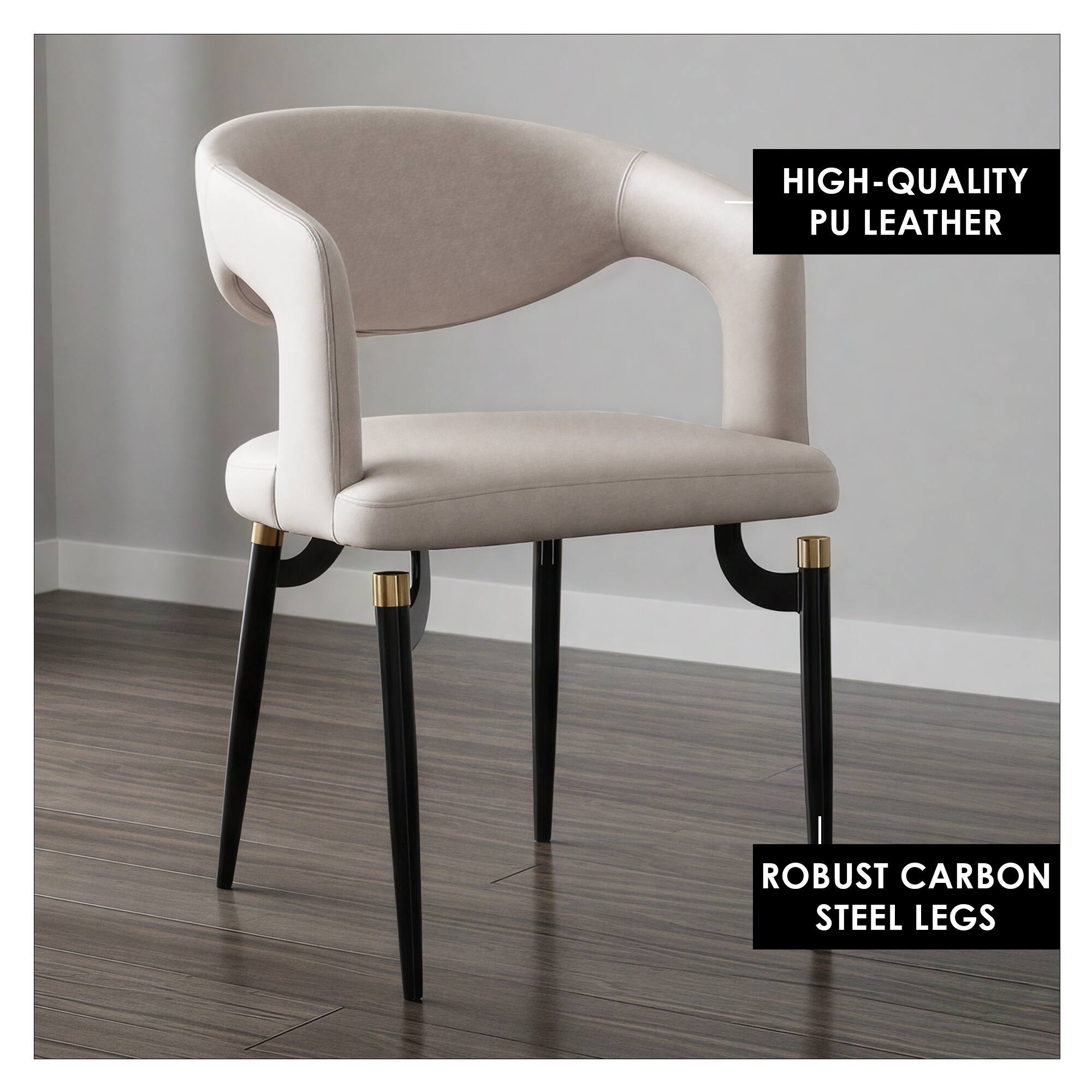 HIGH-QUALITY PU LEATHER  
ROBUST CARBON STEEL LEGS