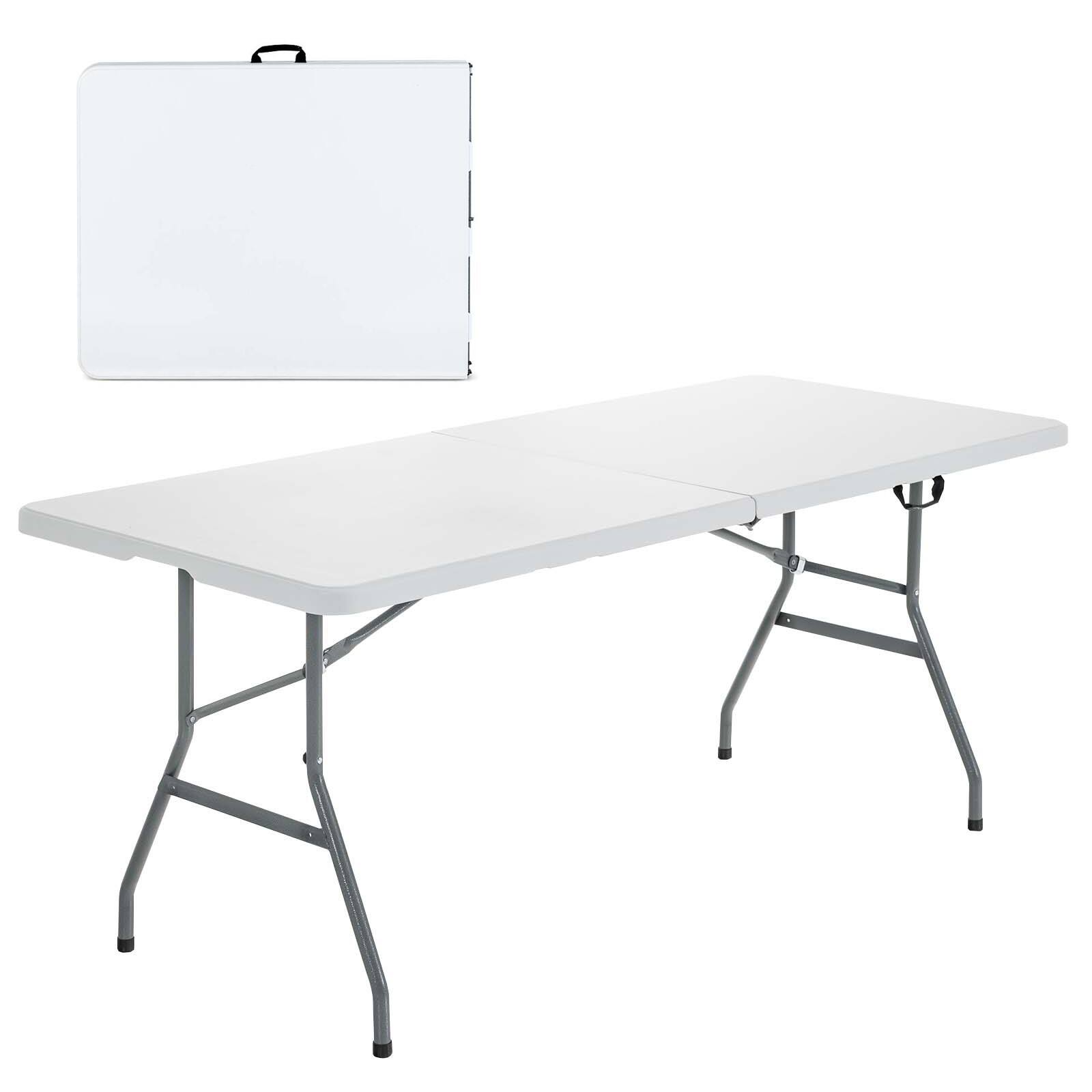 Front. Costway - Costway 6' Folding Table Portable Plastic Indoor Party Dining Tables - White.