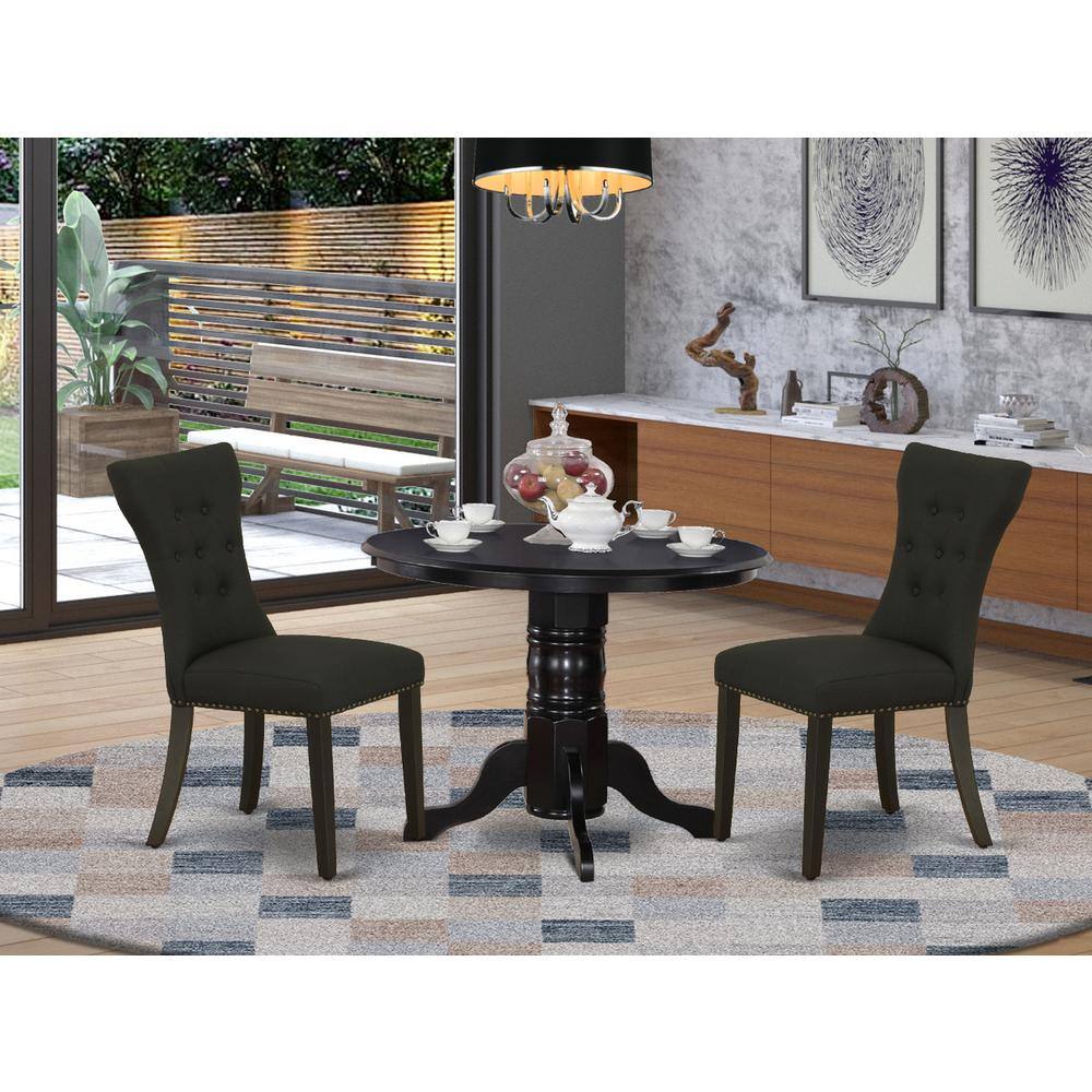 Back. East West Furniture - Dining Room Set Black - Brown.