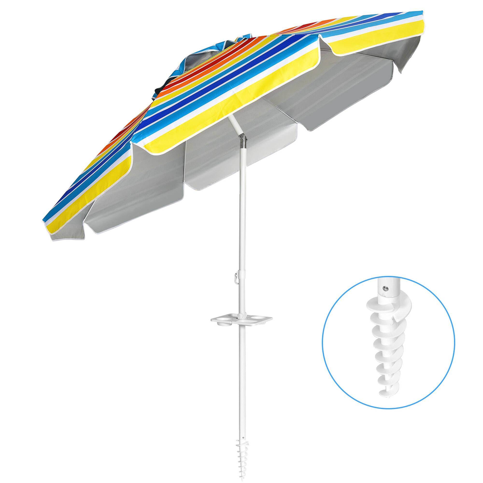 Alt View 1. Gymax - Gymax 7.2ft Beach Umbrella Outdoor Patio Garden w/ Carrying Bag Sand Anchor Rainbow - Rainbow.