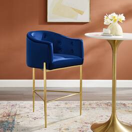Savour Tufted Performance Velvet Bar Stool by Modway - Navy