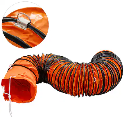 Front. VEVOR - Ducting Hose, 25ft PVC Flexible HVAC Duct Hosing for 10 Inch Utility Blower Exhaust Fan - Orange.