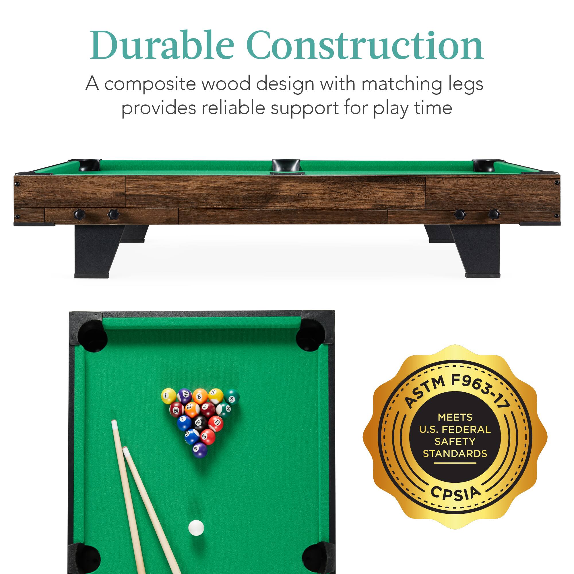 Durable Construction  
A composite wood design with matching legs provides reliable support for play time  

ASTM F963-17  
MEETS U.S. FEDERAL SAFETY STANDARDS  
CPSIA