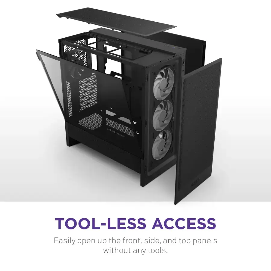 Easily open up the front, side, and top panels without any tools.