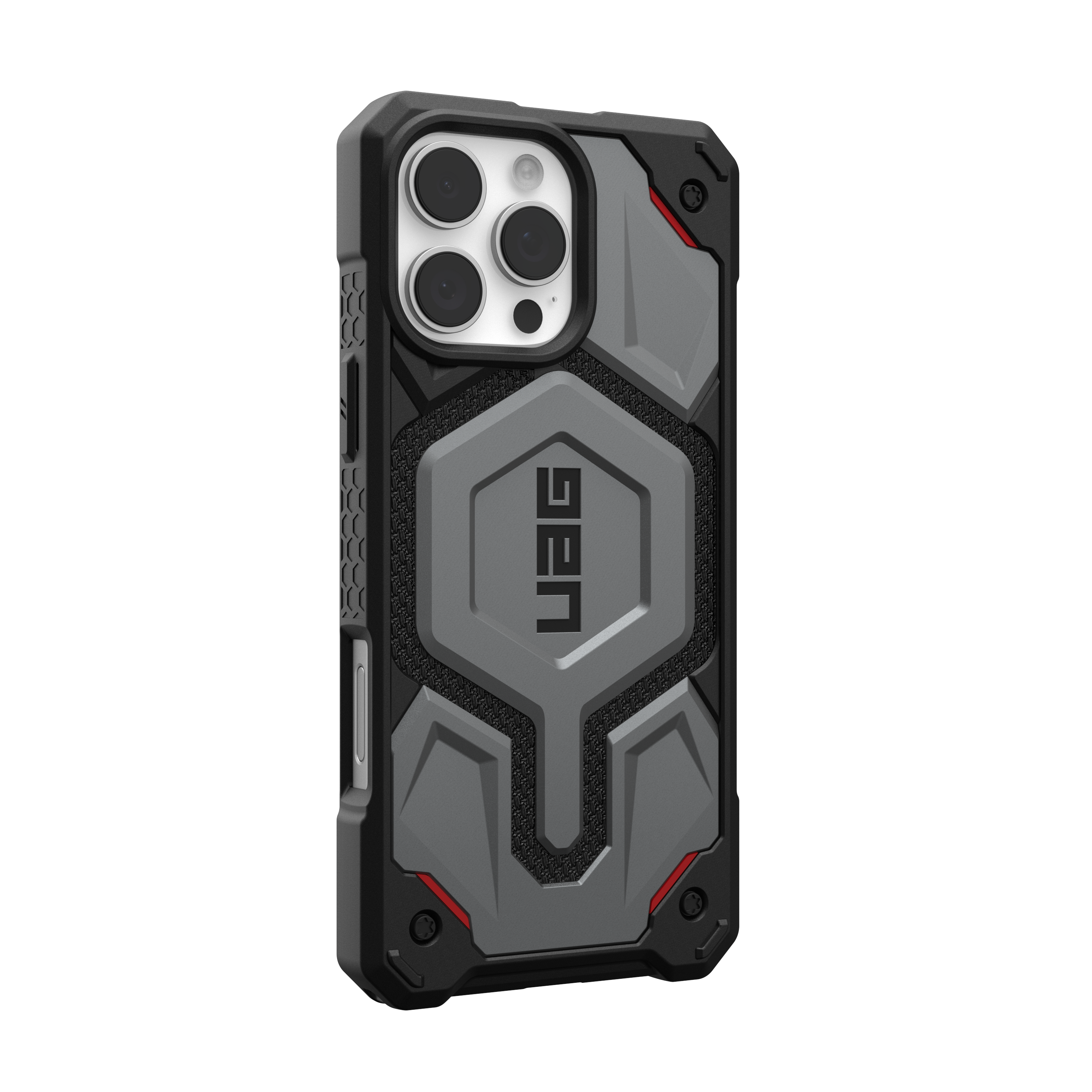 Alt View 2. UAG - Monarch Pro Series Case with Magsafe for Apple iPhone 16 Pro Max - Kevlar Silver.