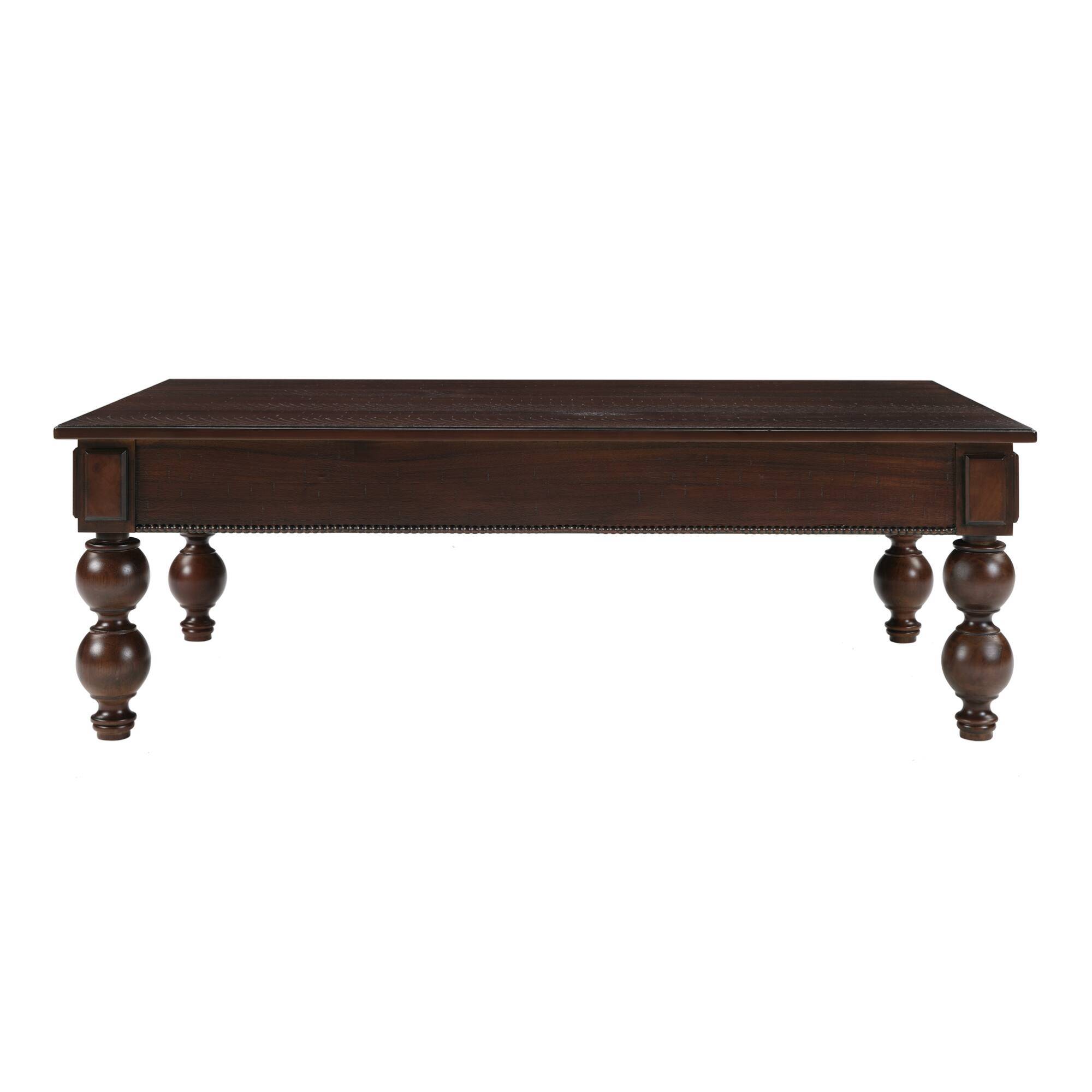 Alt View 9. GOODSILO - Vintage Rectangular Coffee Table with Storage Drawer and Solid Wood Gourd-Shaped Legs for Living Room - Espresso.