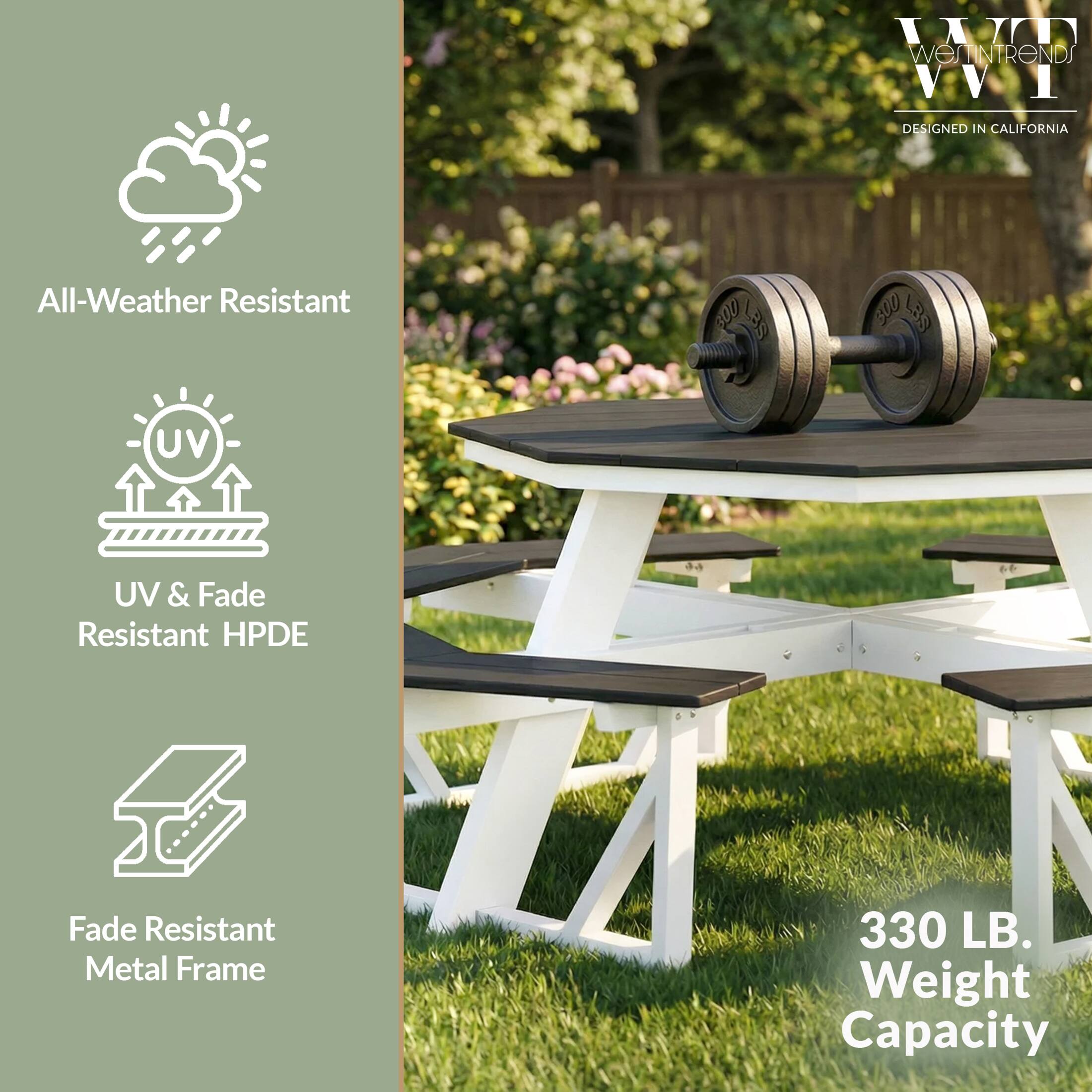 WENTRENDS VIV1 DESIGNED IN CALIFORNIA All-Weather Resistant L3S 300 UV & Fade Resistant HPDE Fade Resistant Metal Frame 330 LB. Weight Capacity